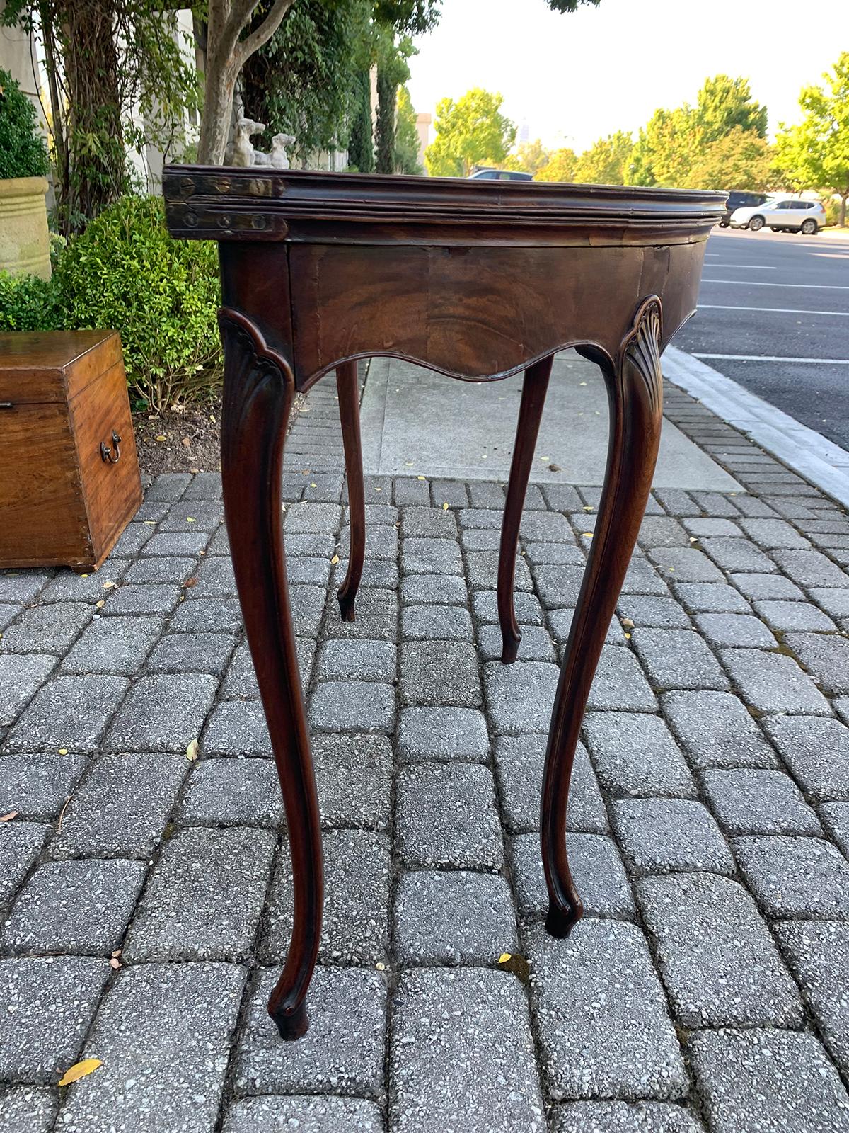 19th Century Anglo-Irish Mahogany Demilune Game Table 3