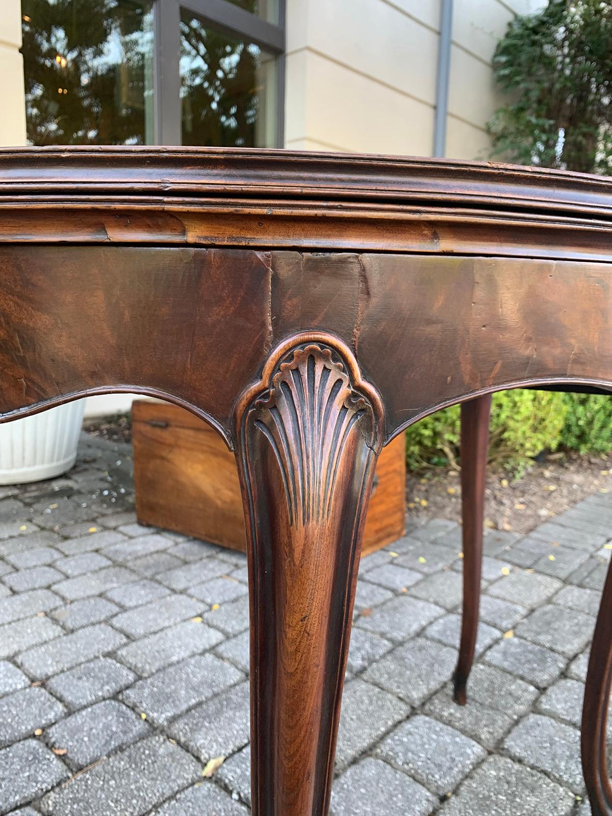 19th Century Anglo-Irish Mahogany Demilune Game Table 4