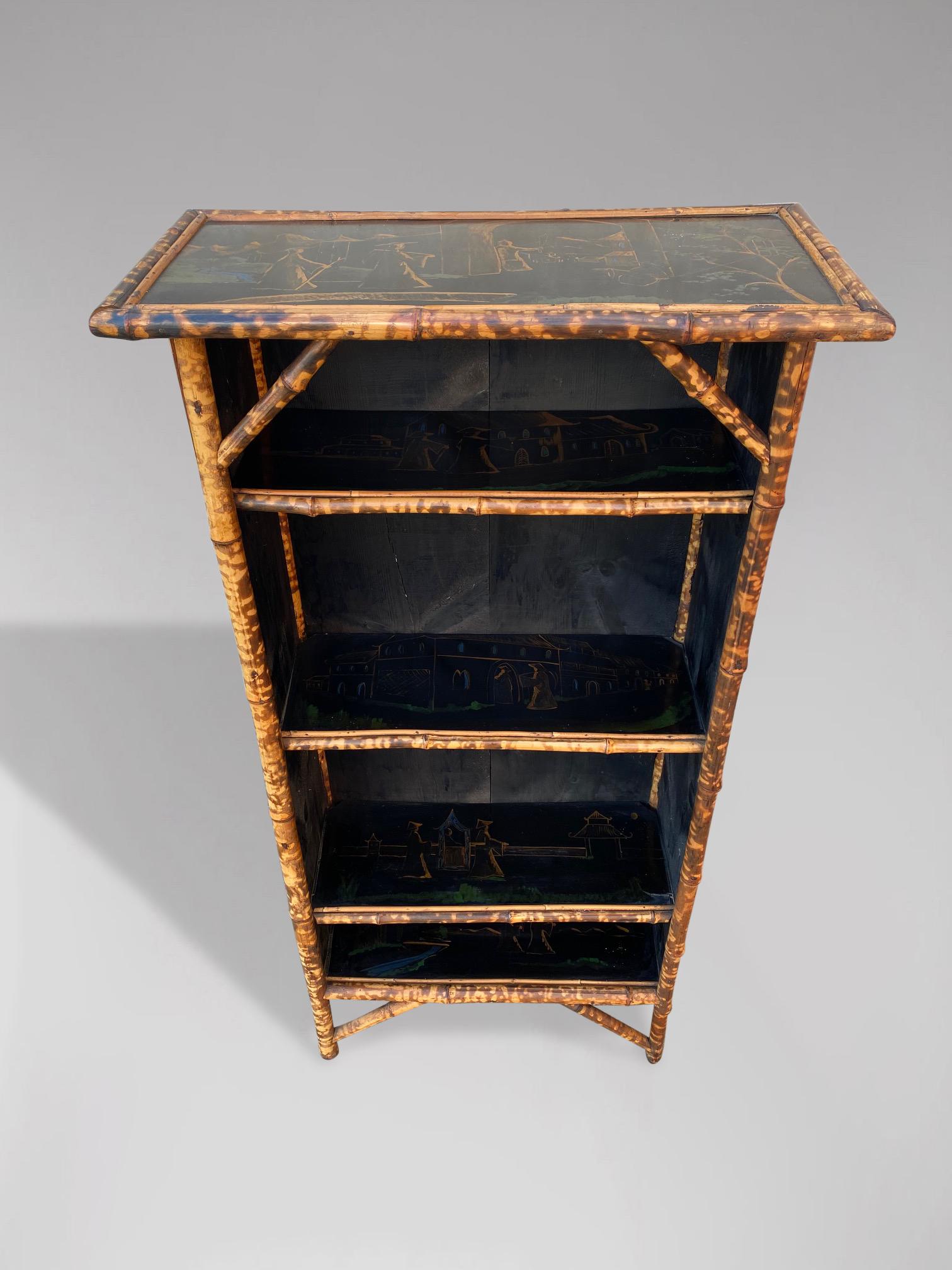 19th Century Anglo Japanese Tiger Bamboo Shelving Cabinet 1