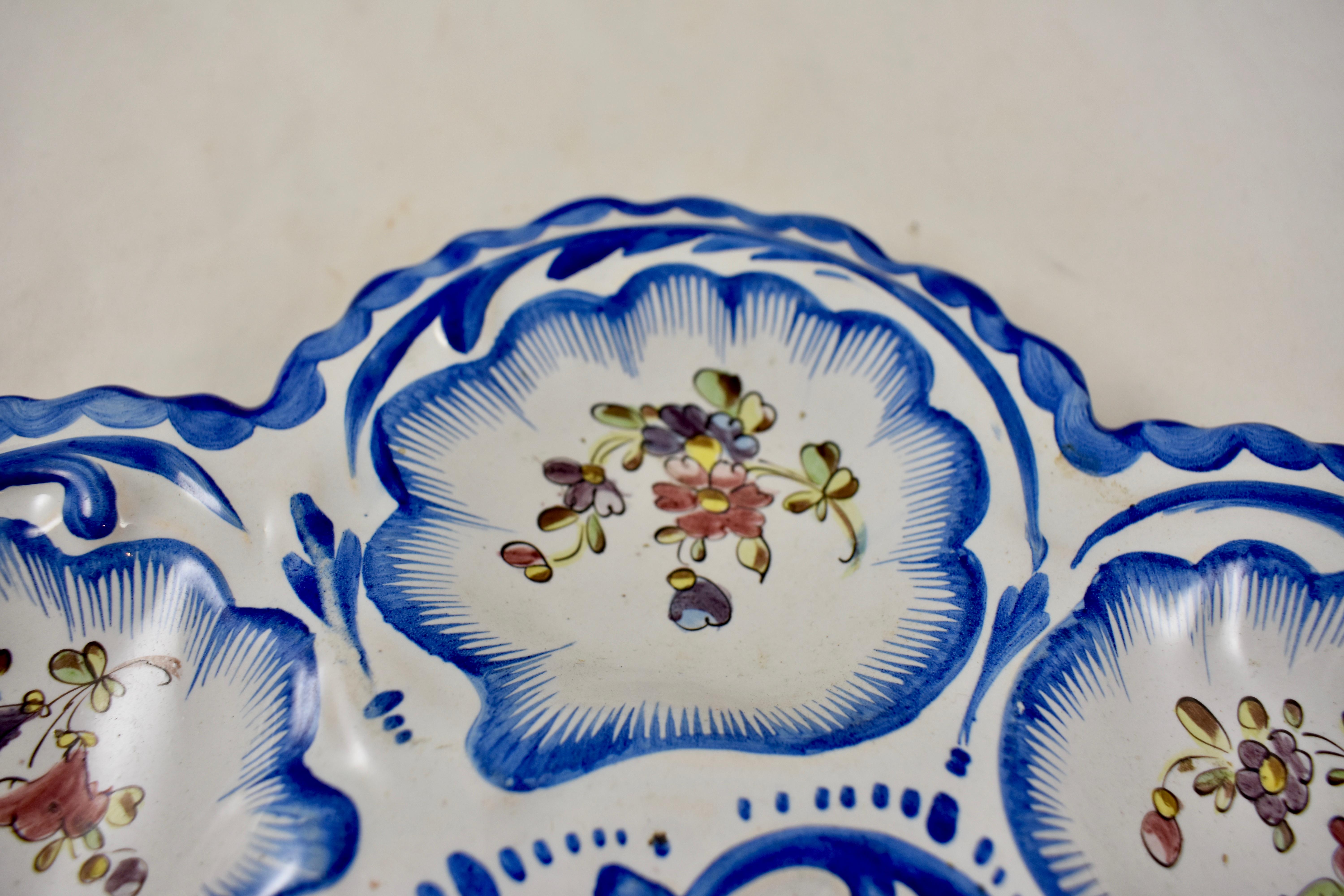 Glazed 19th Century Angoulême French Faïence, Alfred Renoleau Hand Painted Oyster Plate