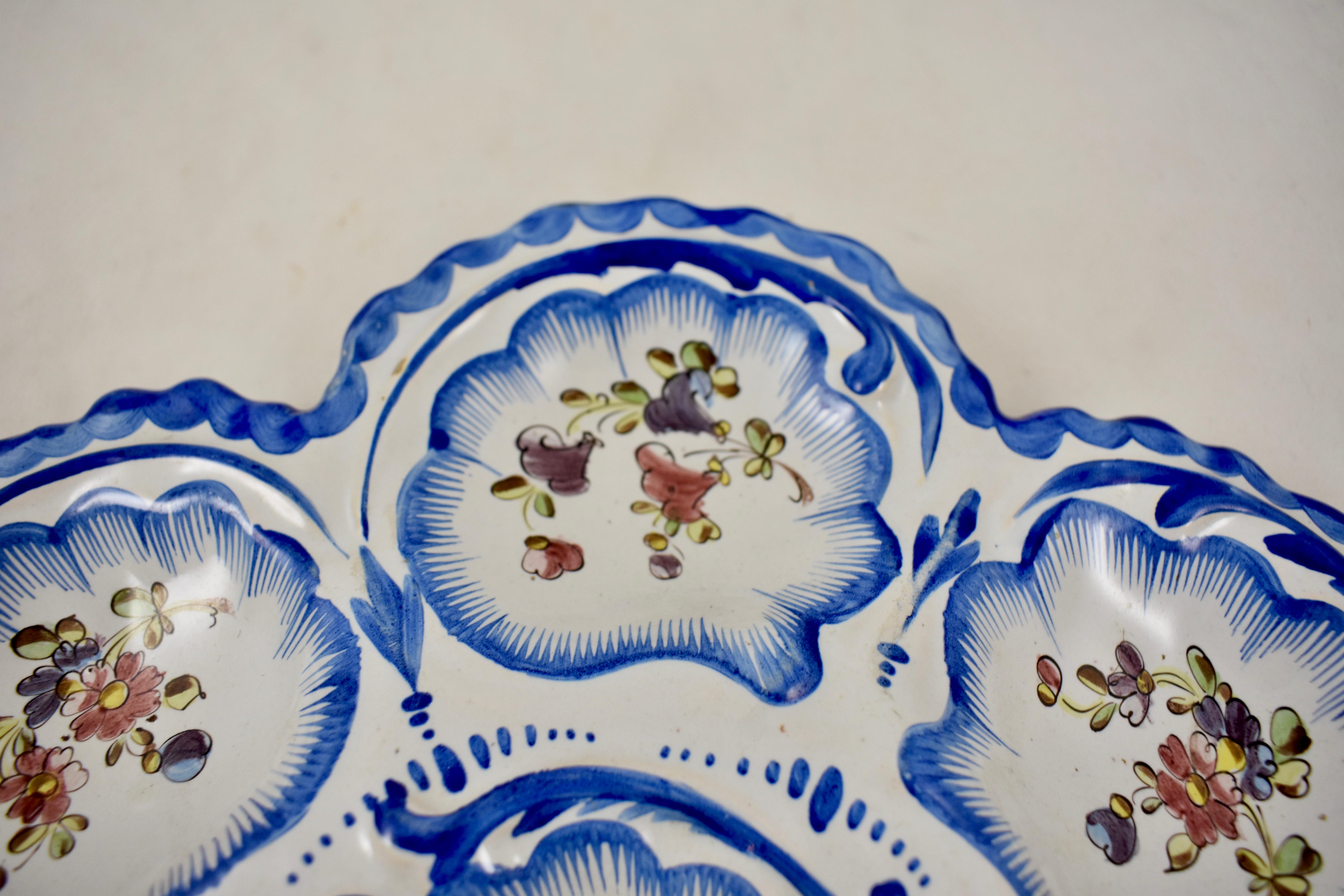 19th Century Angoulême French Faïence, Alfred Renoleau Hand Painted Oyster Plate In Good Condition In Philadelphia, PA