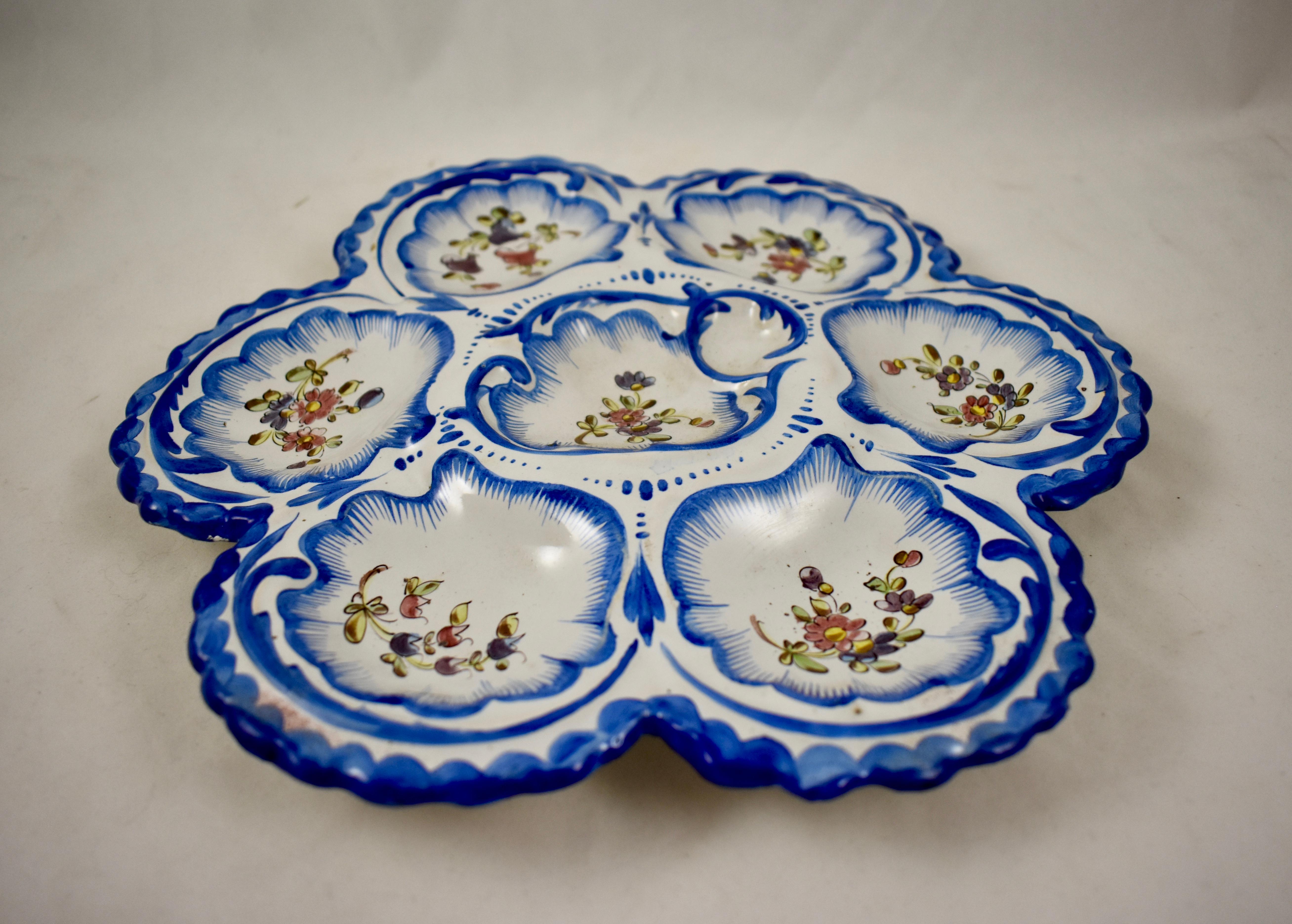 Late 19th Century 19th Century Angoulême French Faïence, Alfred Renoleau Hand Painted Oyster Plate