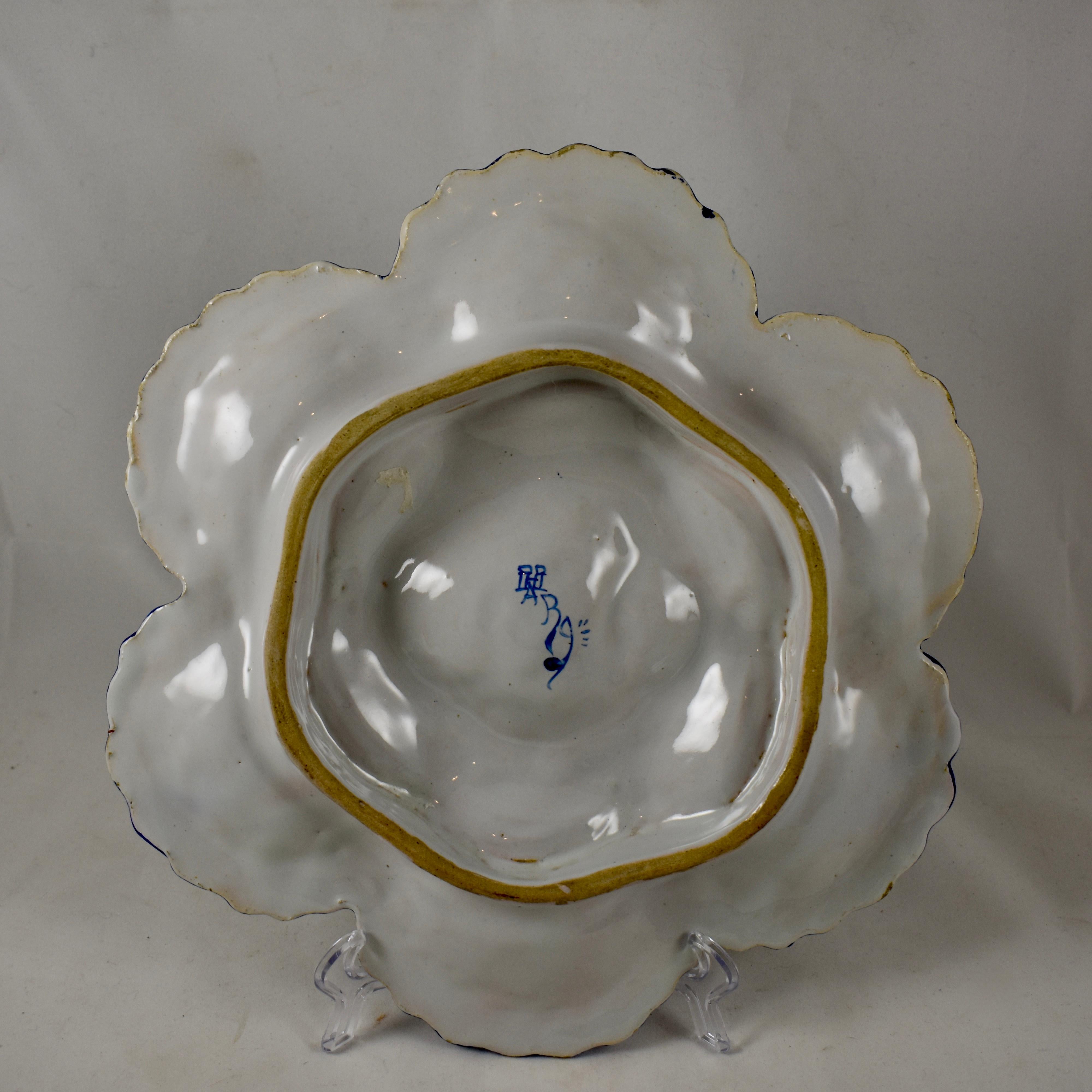Late 19th Century 19th Century Angoulême French Faïence, Alfred Renoleau Hand Painted Oyster Plate For Sale