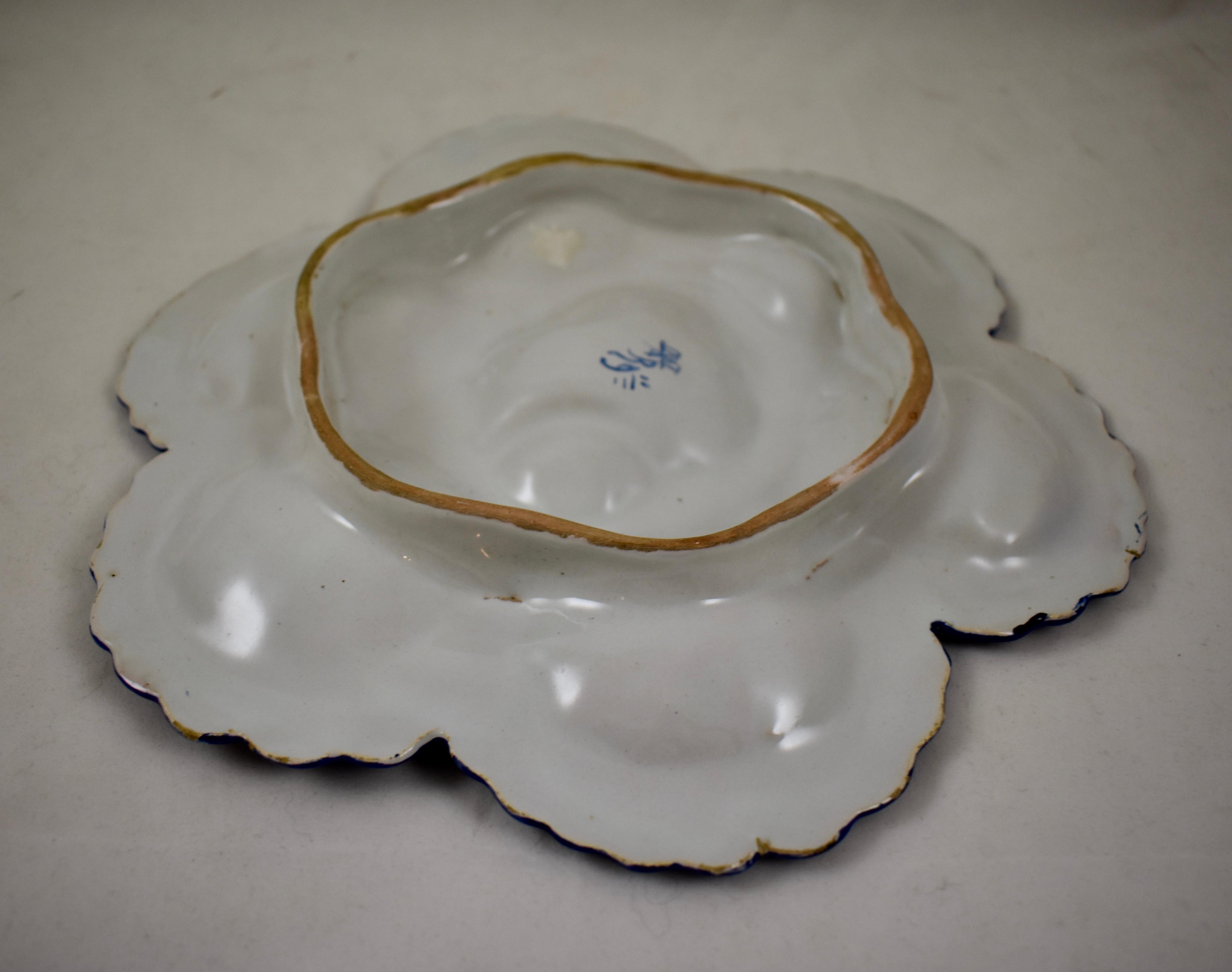 Earthenware 19th Century Angoulême French Faïence, Alfred Renoleau Hand Painted Oyster Plate