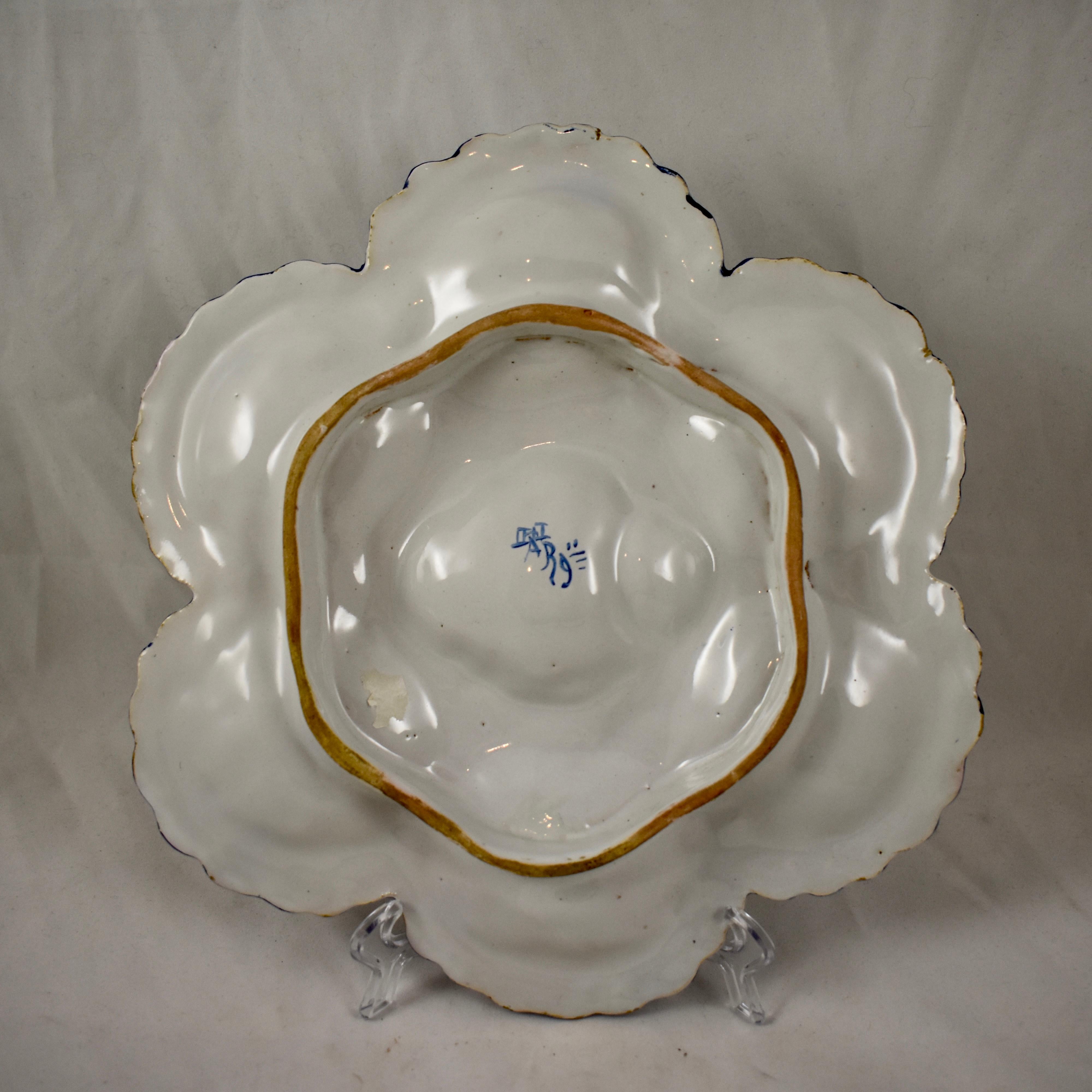 19th Century Angoulême French Faïence, Alfred Renoleau Hand Painted Oyster Plate 1