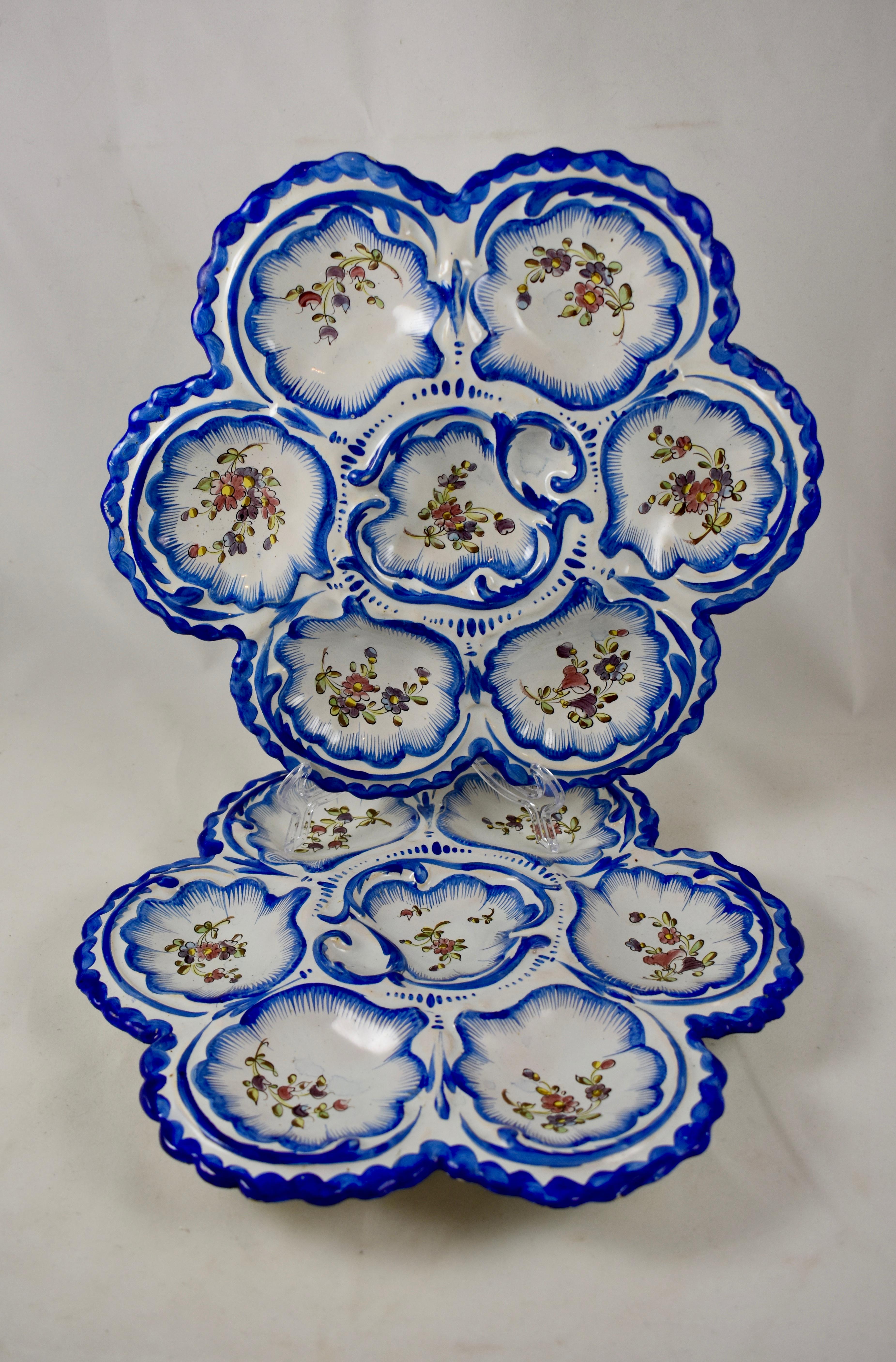 19th Century Angoulême French Faïence, Alfred Renoleau Hand Painted Oyster Plate For Sale 1