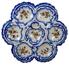 19th Century Angoulême French Faïence, Alfred Renoleau Hand Painted Oyster Plate