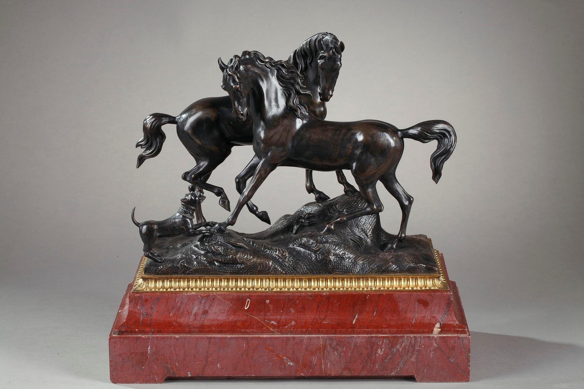 Bronze animalier du 19e siècle L'accolade en vente 2