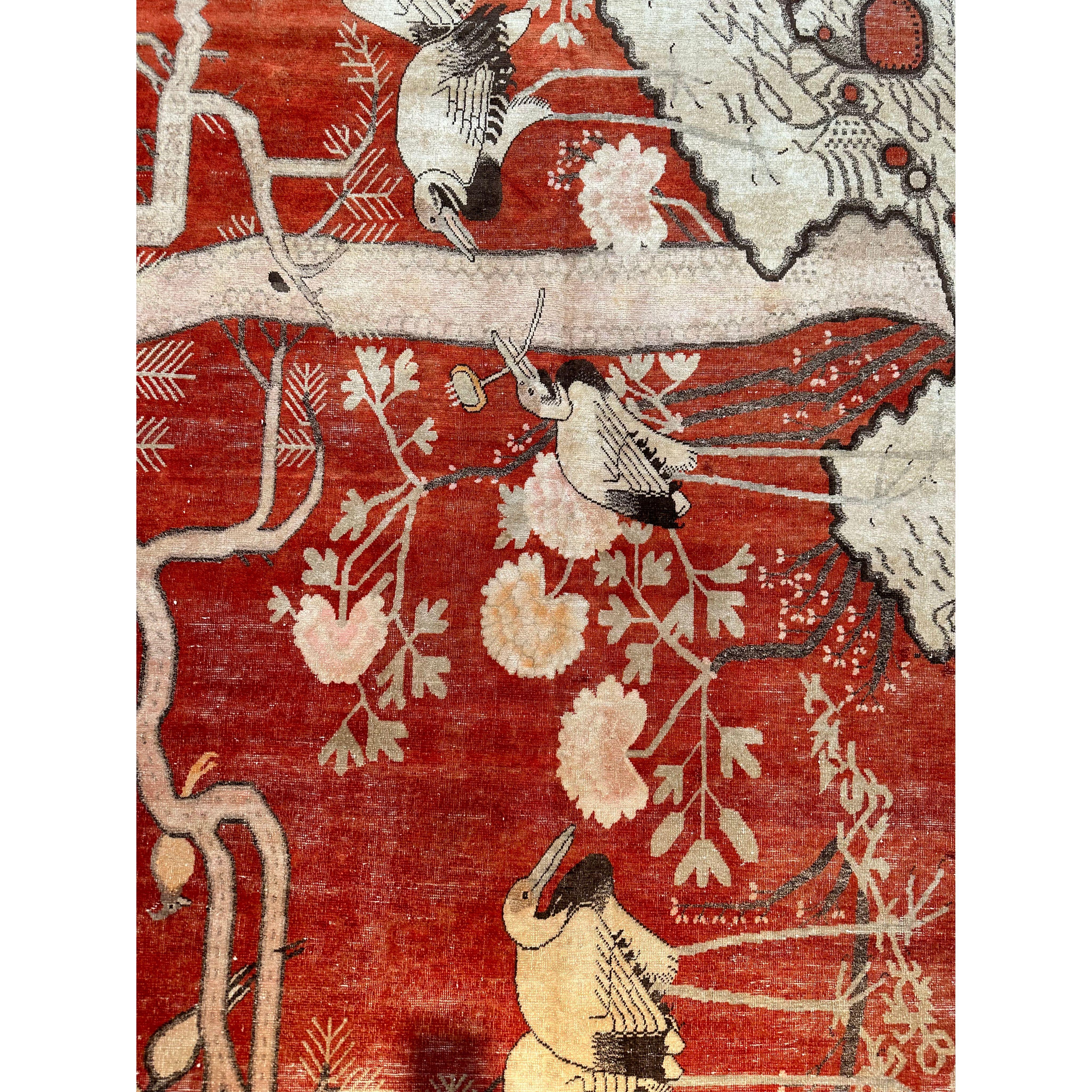 Wool 19th Century Animal Print Tribal Samarkand Rug For Sale