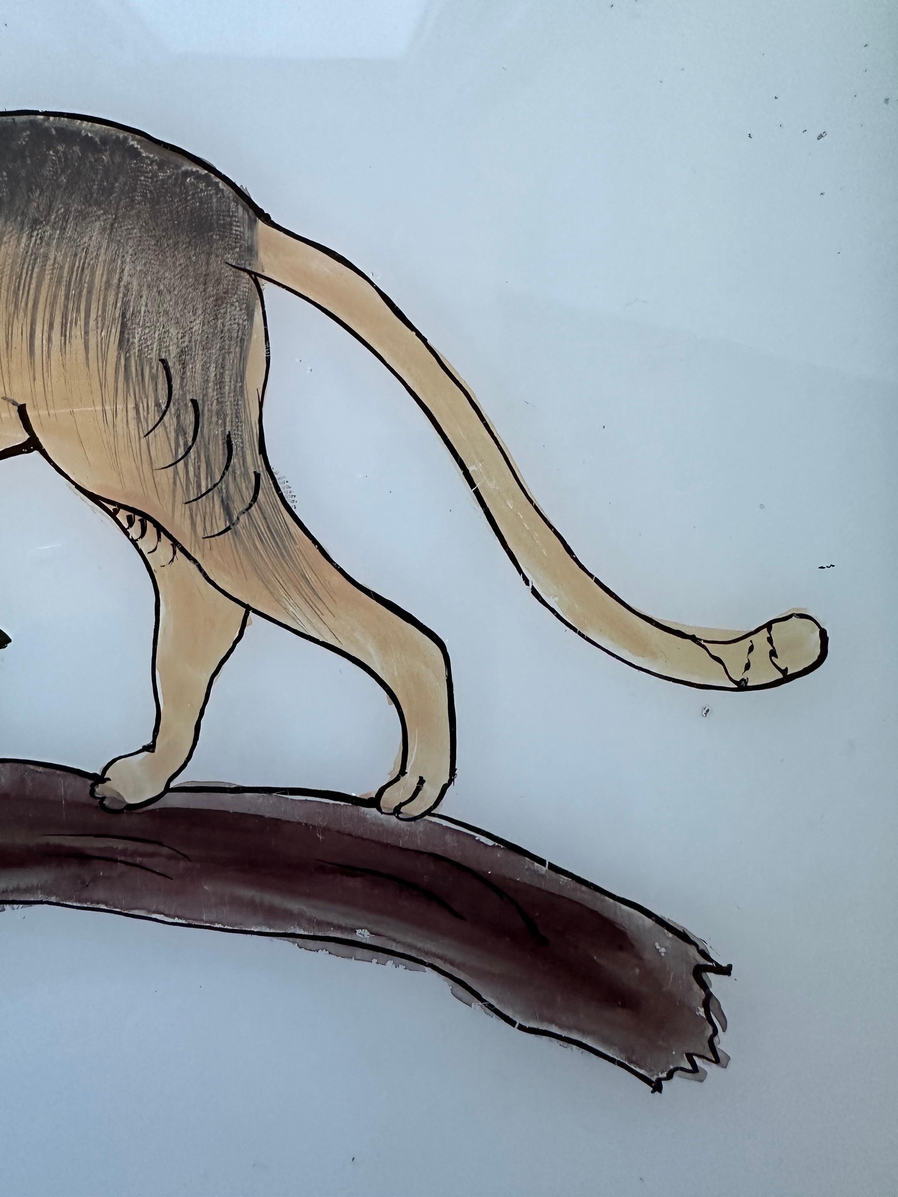 Glass 19th-Century Animal Study: Exquisite Wildlife Painting For Sale