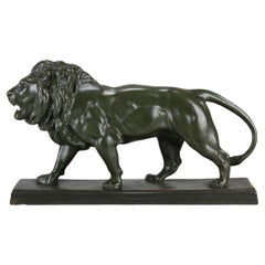 Antique 19th Century Animalier Bronze entitled "Lion Qui Marche" by Antoine L Barye