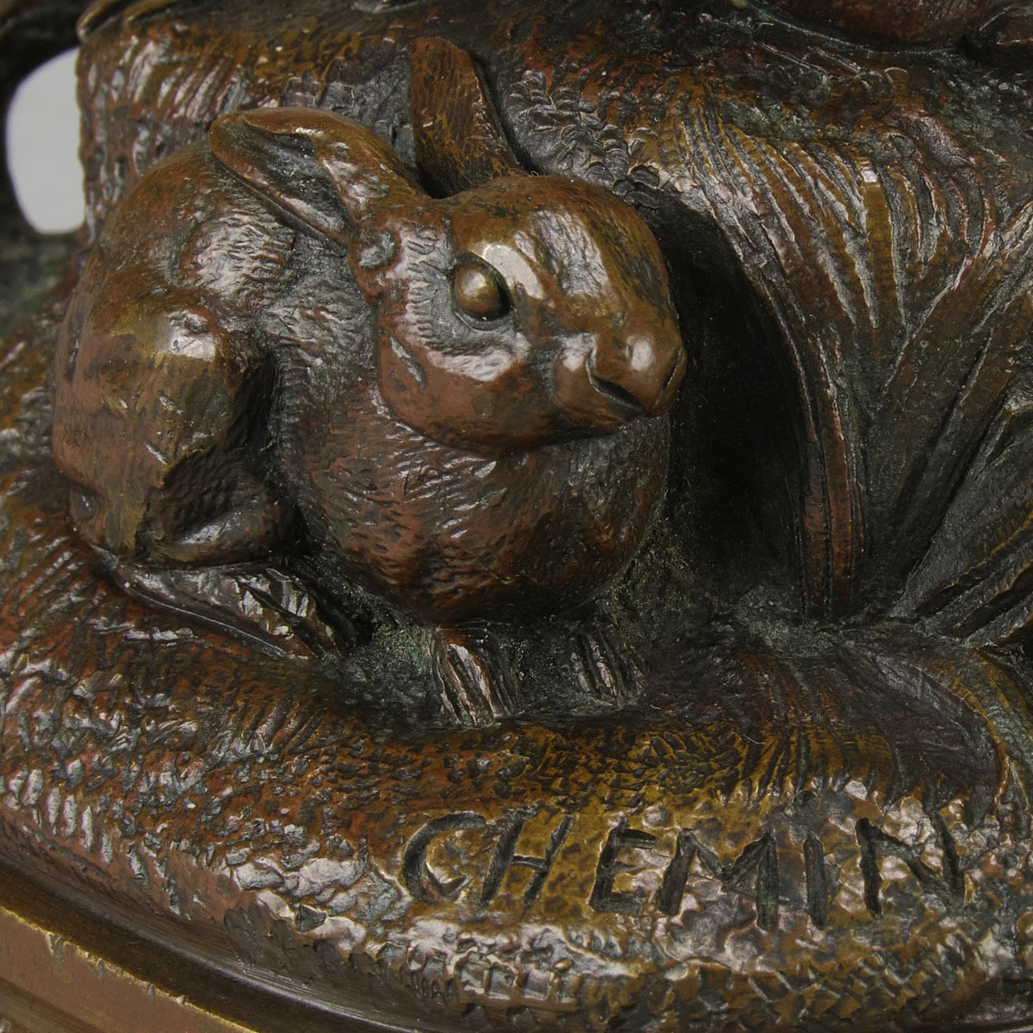 Bronze animalier du 19ème siècle intitulé « Paire de lapins » par Victor Chemin en vente 4