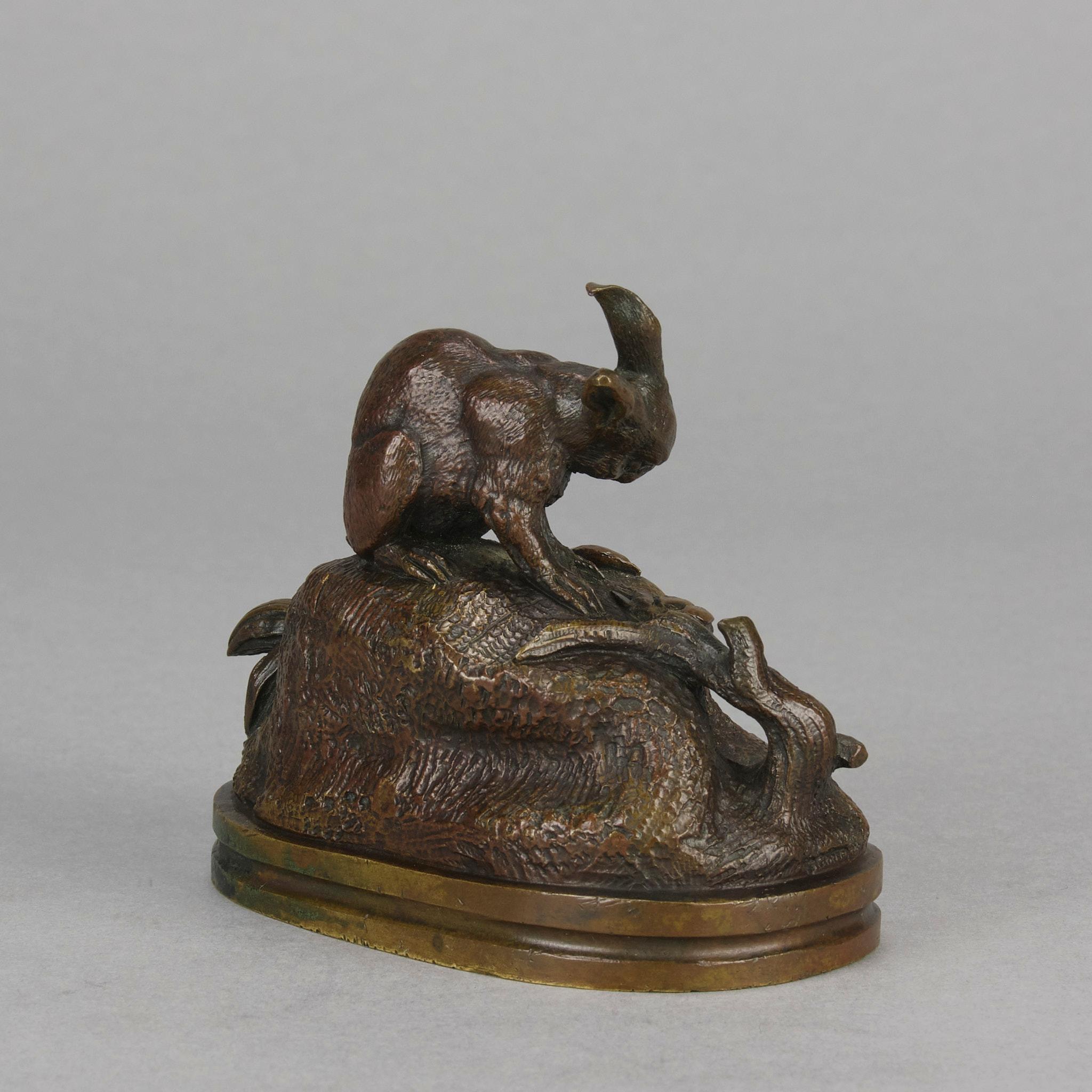 Tierier-Bronze des 19. Jahrhunderts mit dem Titel „Pair of Rabbits“ von Victor Chemin im Zustand „Hervorragend“ im Angebot in London, GB
