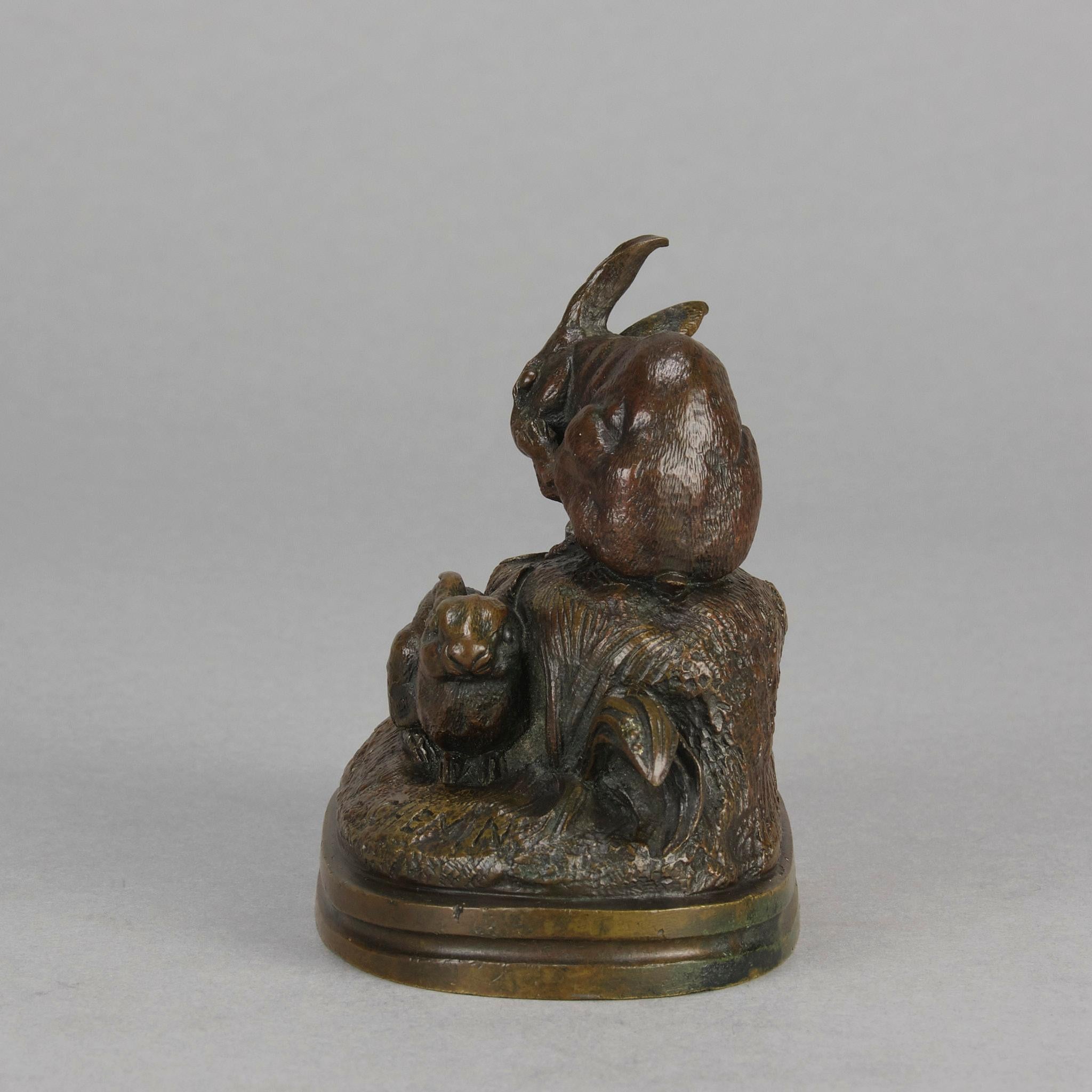 Tierier-Bronze des 19. Jahrhunderts mit dem Titel „Pair of Rabbits“ von Victor Chemin im Angebot 3