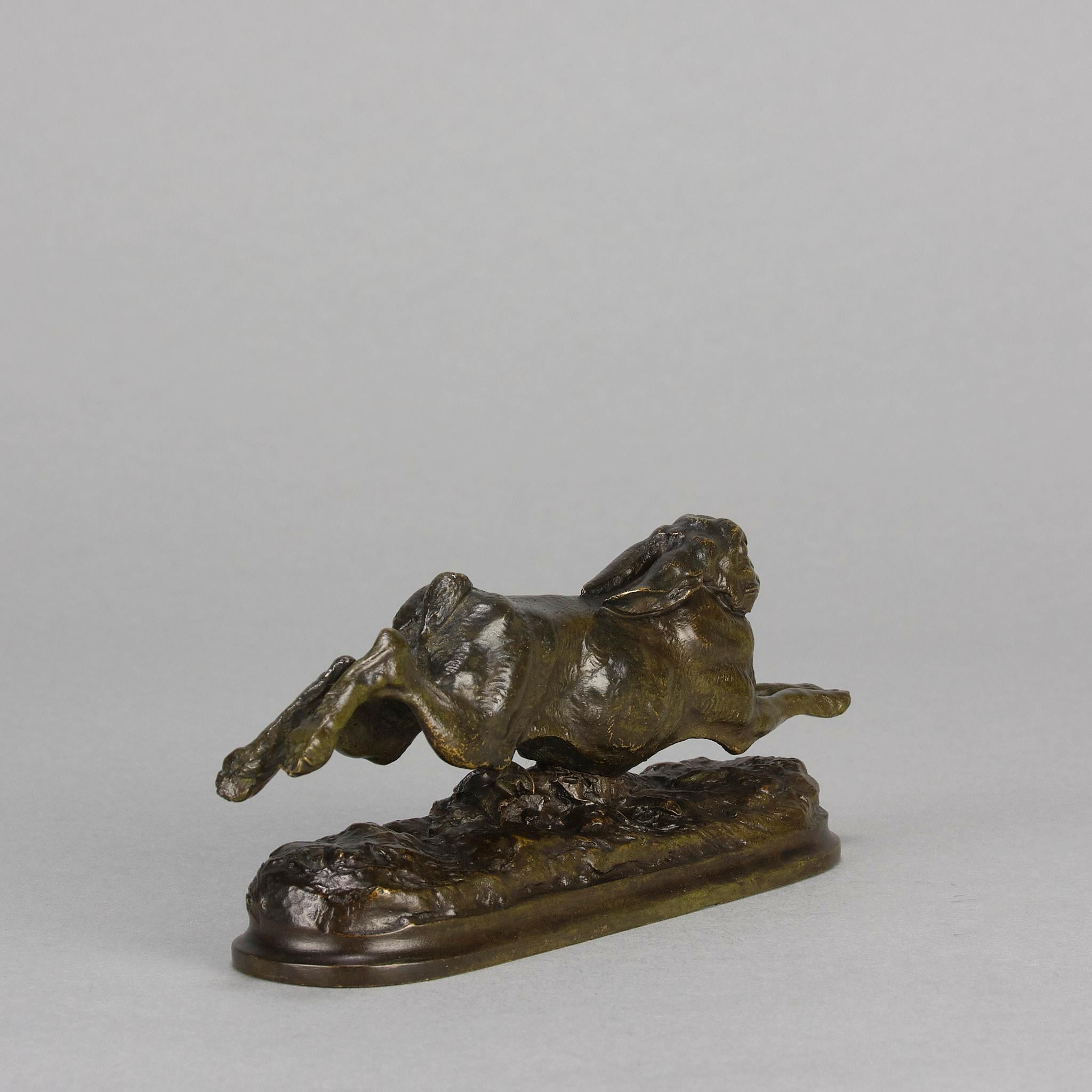 Bronze animalier du 19ème siècle intitulé « Running Hare » par Arthur Comte du Passage en vente 2