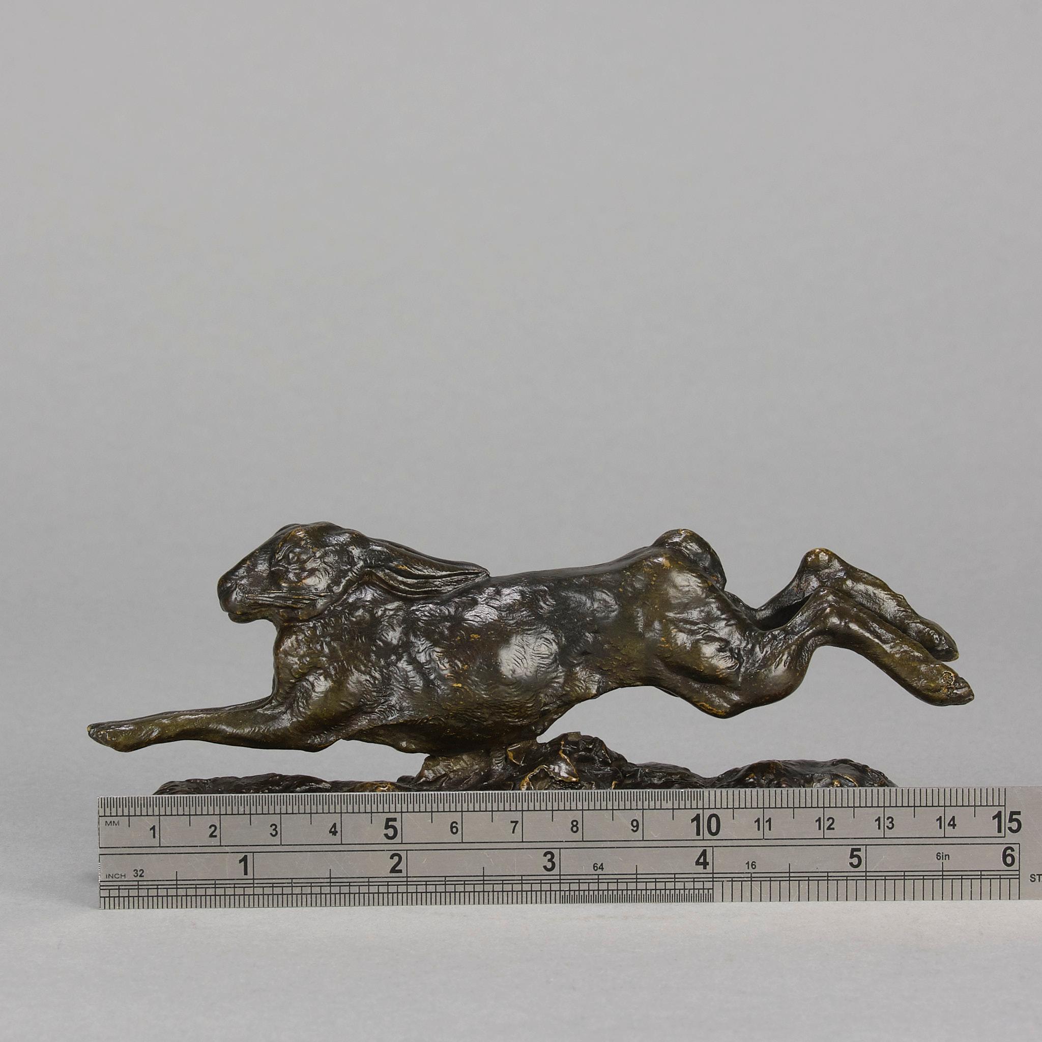 Bronze animalier du 19ème siècle intitulé « Running Hare » par Arthur Comte du Passage en vente 3