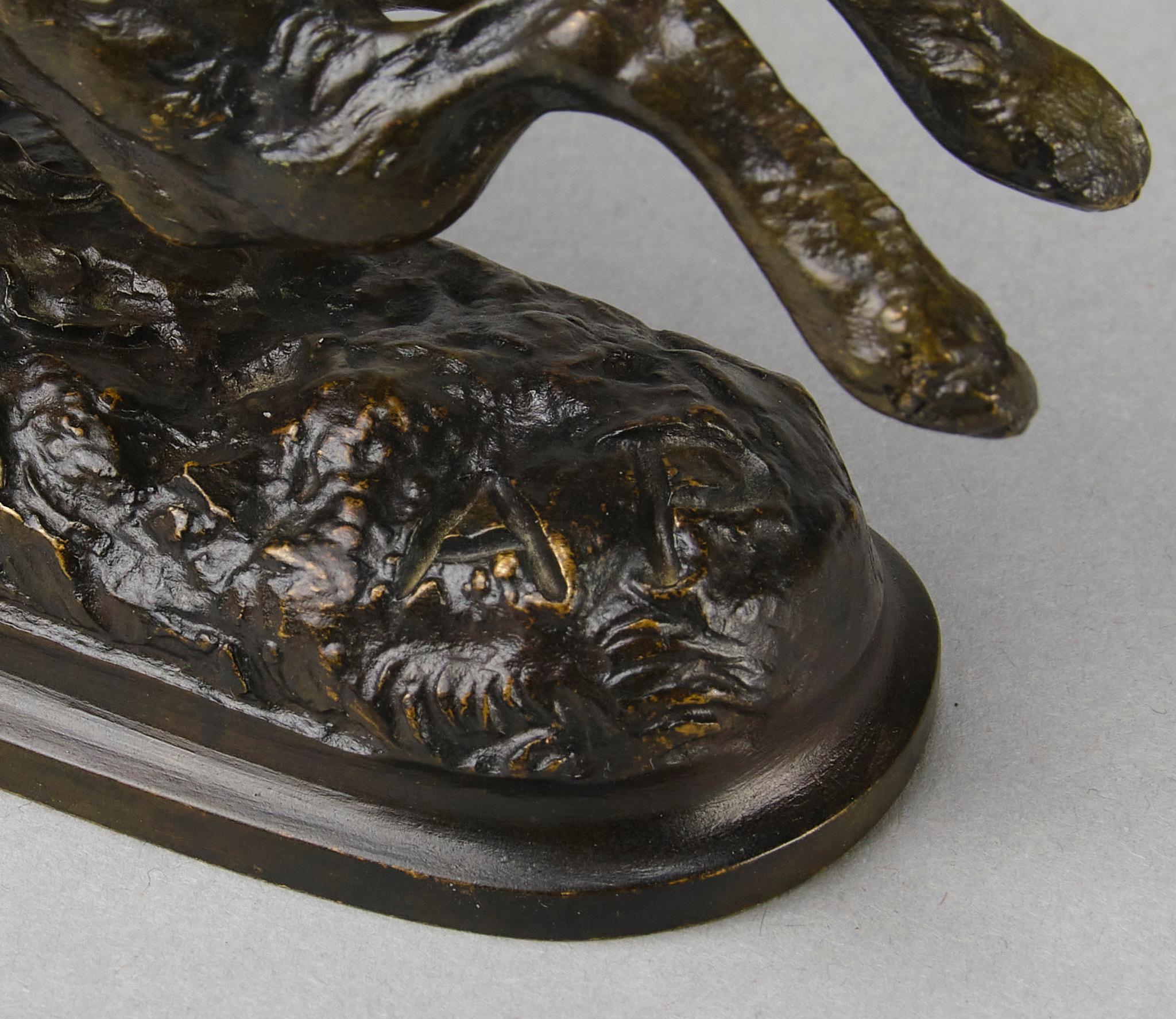 Bronze animalier du 19ème siècle intitulé « Running Hare » par Arthur Comte du Passage en vente 4