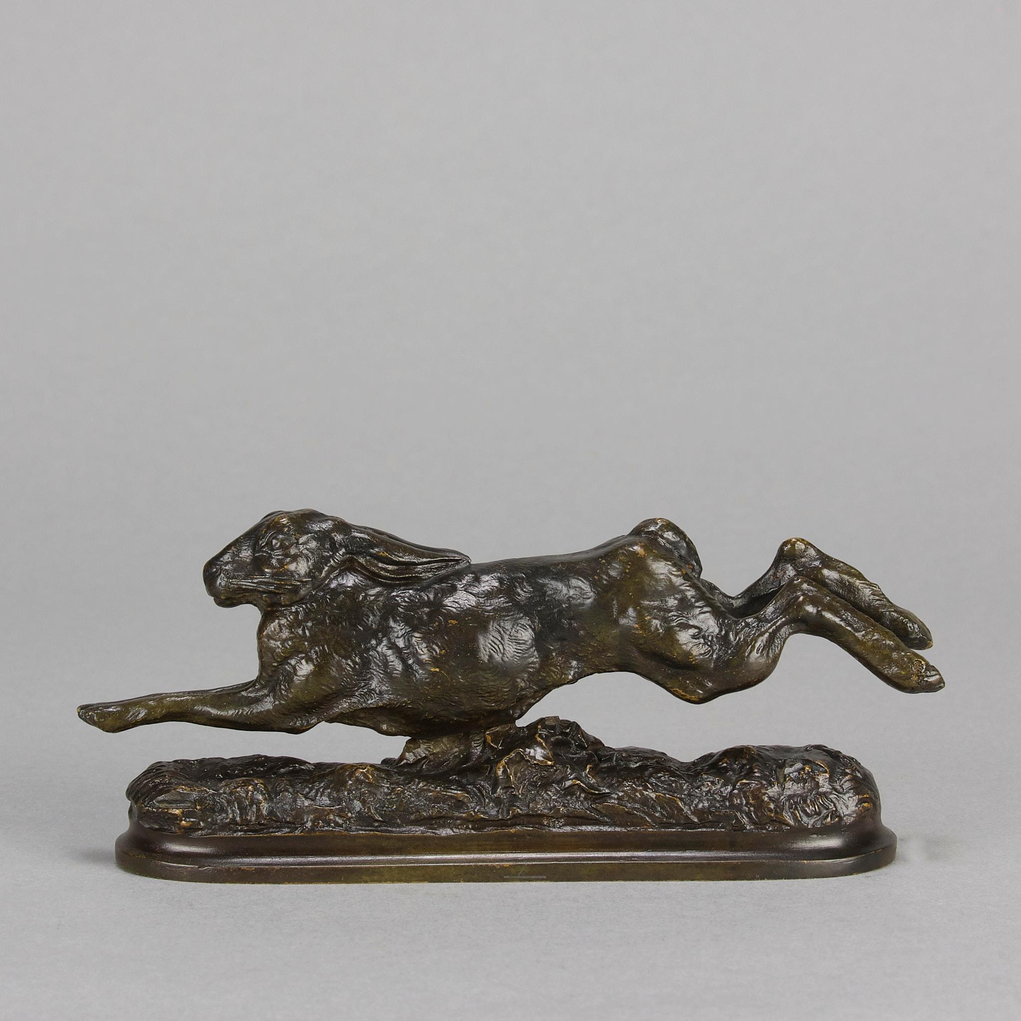 Bronze animalier du 19ème siècle intitulé « Running Hare » par Arthur Comte du Passage Excellent état - En vente à London, GB