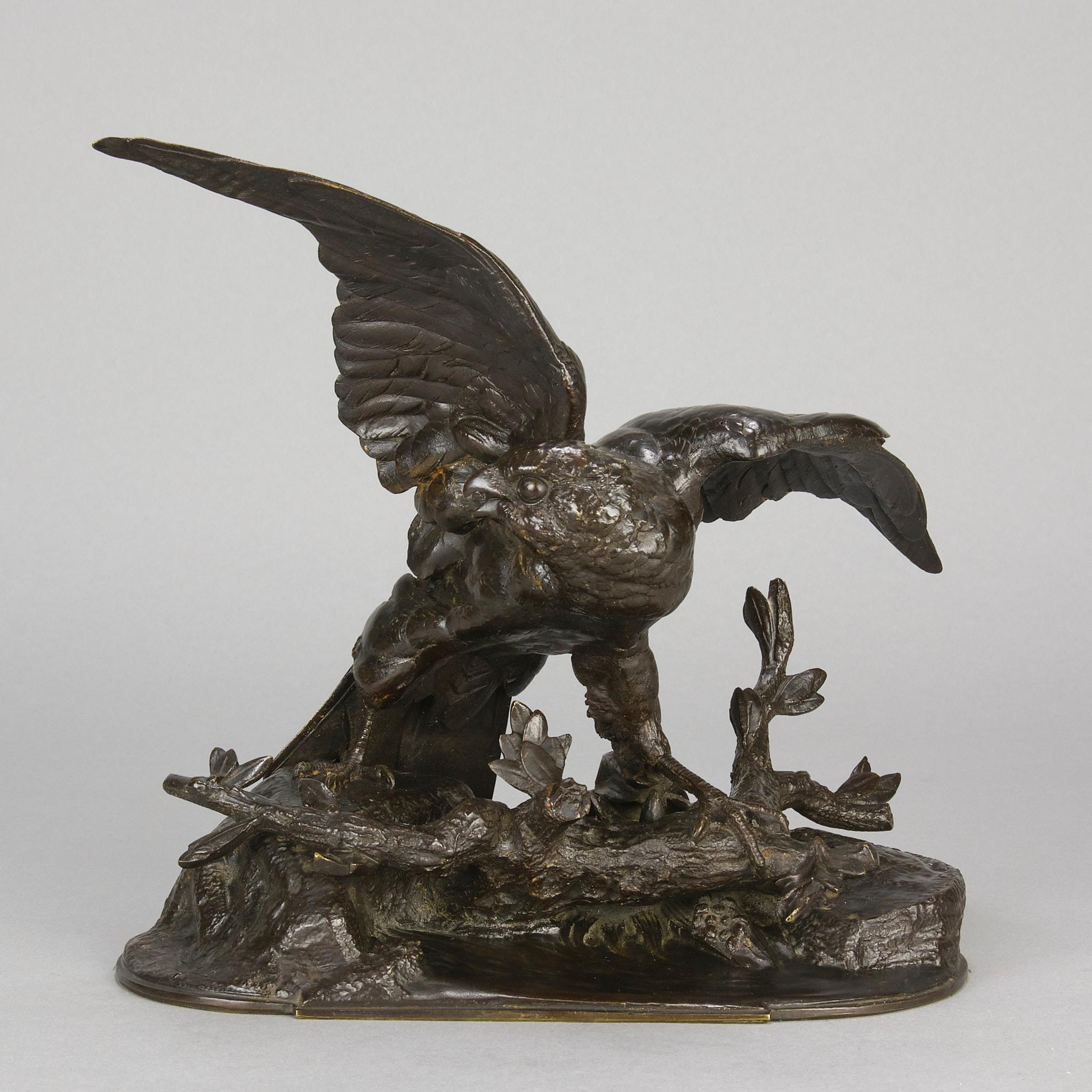 Tierier-Bronze-Skulptur mit dem Titel „Falcon“ von Jules Moigniez aus dem 19. Jahrhundert (Art nouveau) im Angebot