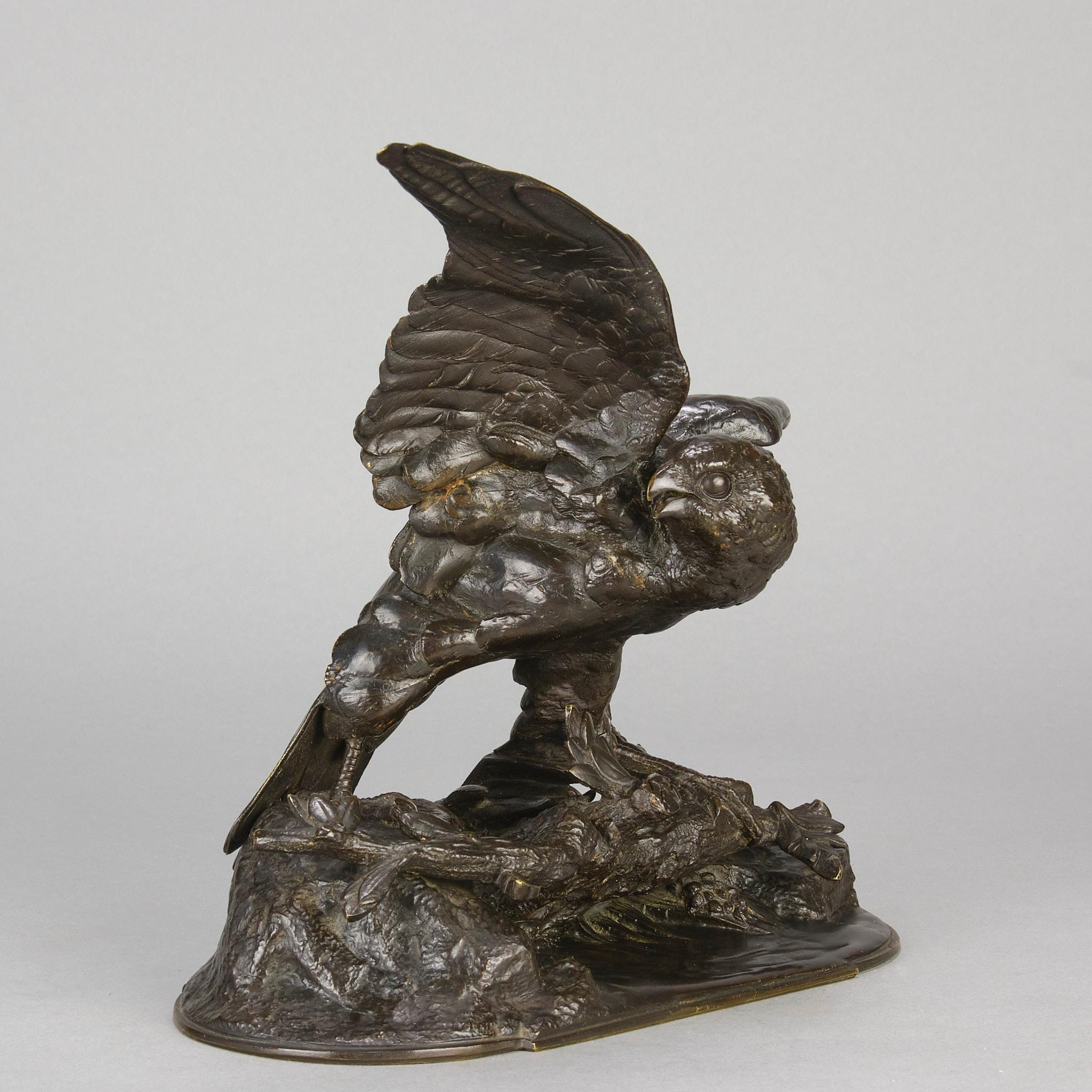 Tierier-Bronze-Skulptur mit dem Titel „Falcon“ von Jules Moigniez aus dem 19. Jahrhundert (Französisch) im Angebot
