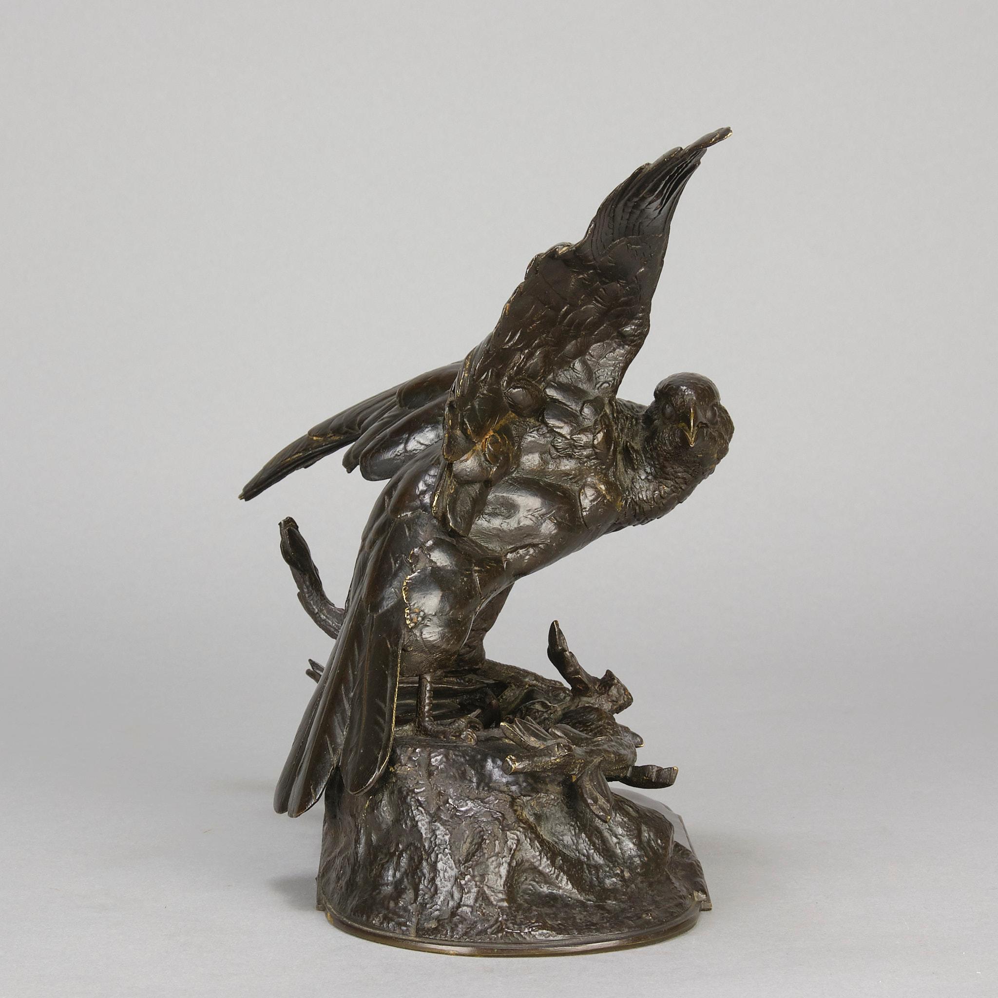 Tierier-Bronze-Skulptur mit dem Titel „Falcon“ von Jules Moigniez aus dem 19. Jahrhundert (Gegossen) im Angebot