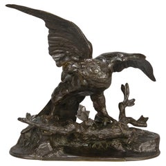 Used 19th Century Animalier Bronze Sculpture entitled "Falcon" by Jules Moigniez