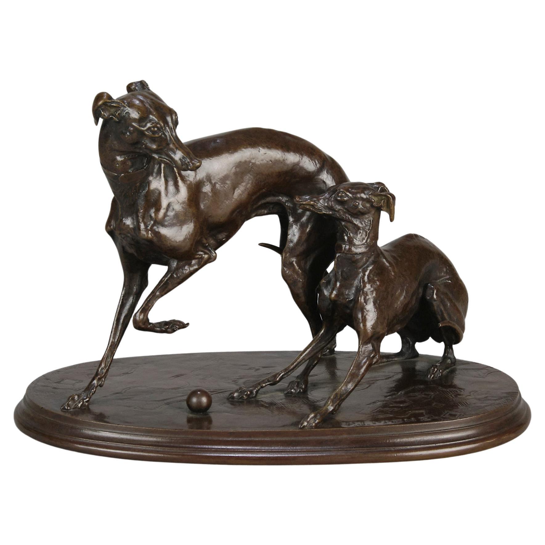 19th Century Animalier Bronze Sculpture entitled "Jiji et Giselle" by P J Mene