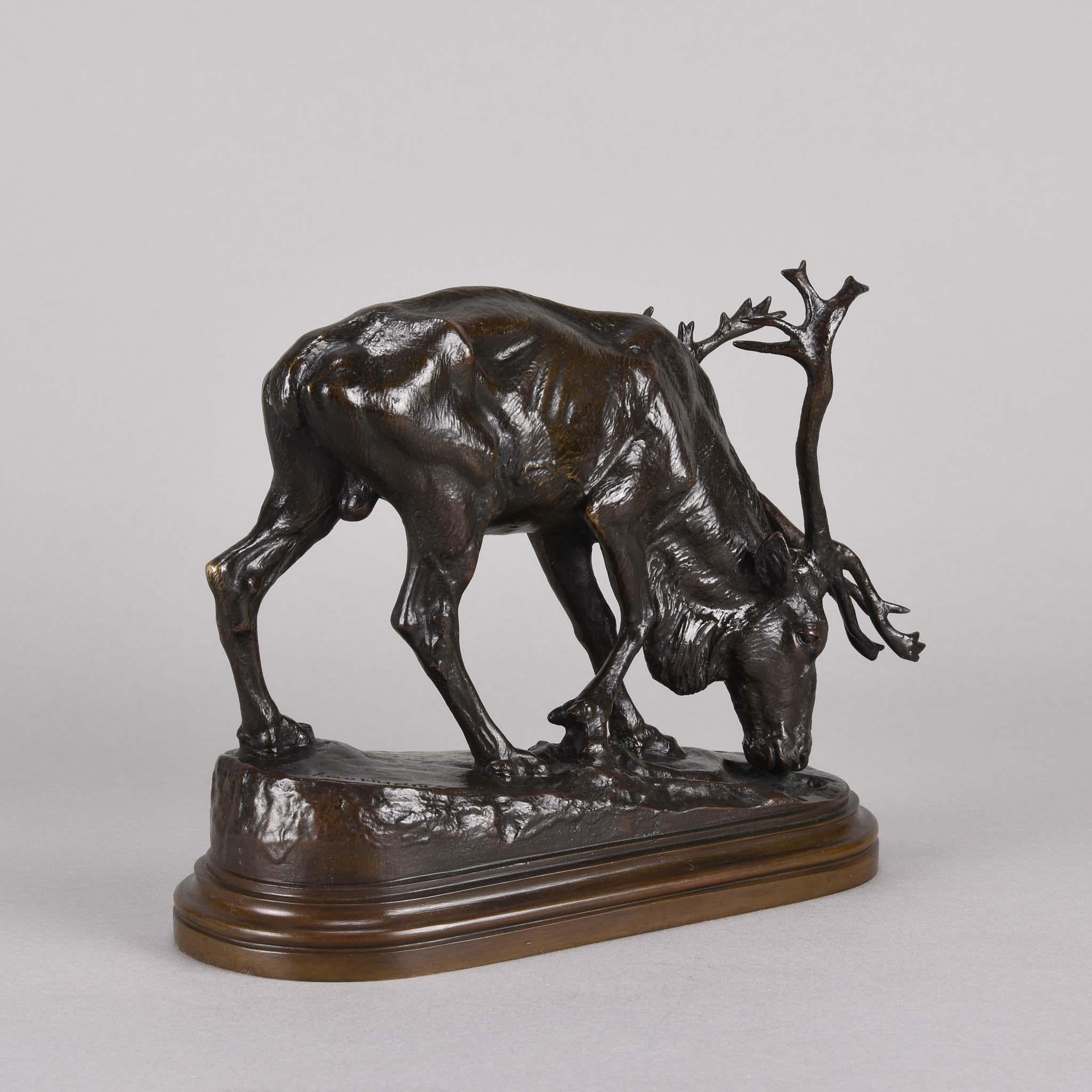 19. Jahrhundert Animalier Bronzeskulptur mit dem Titel  „Reindeer“ von Isidore Bonheur im Angebot 4