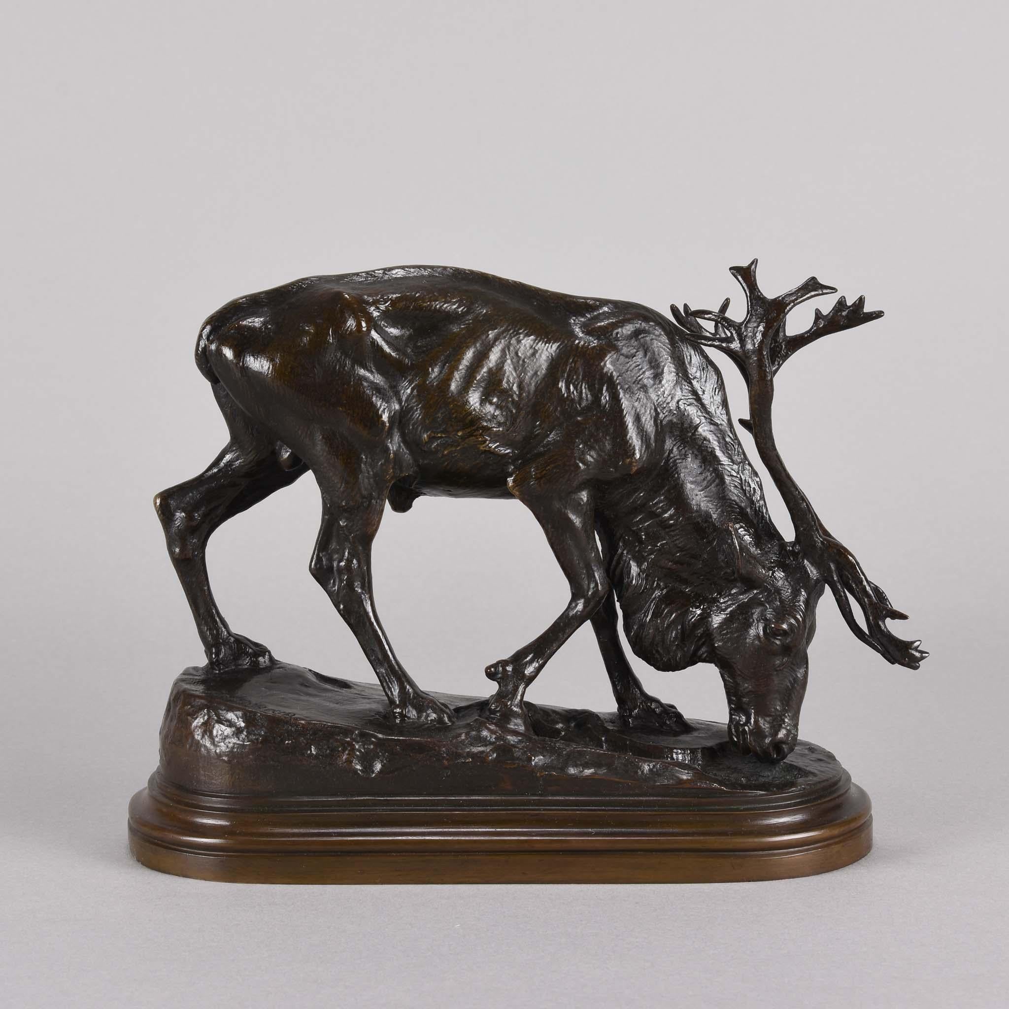 Art nouveau Sculpture en bronze Animalier du 19e siècle intitulée  