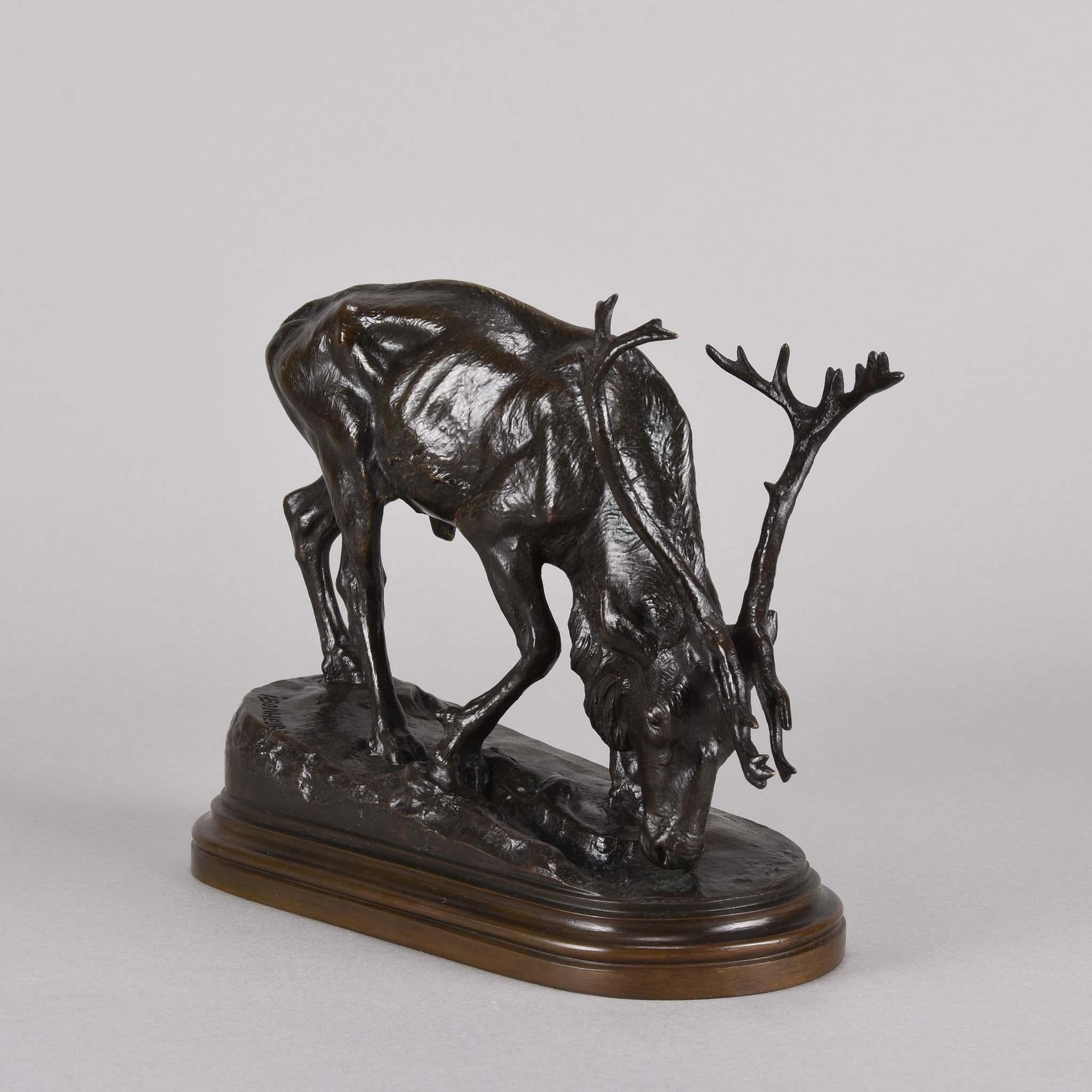 19. Jahrhundert Animalier Bronzeskulptur mit dem Titel  „Reindeer“ von Isidore Bonheur (Französisch) im Angebot