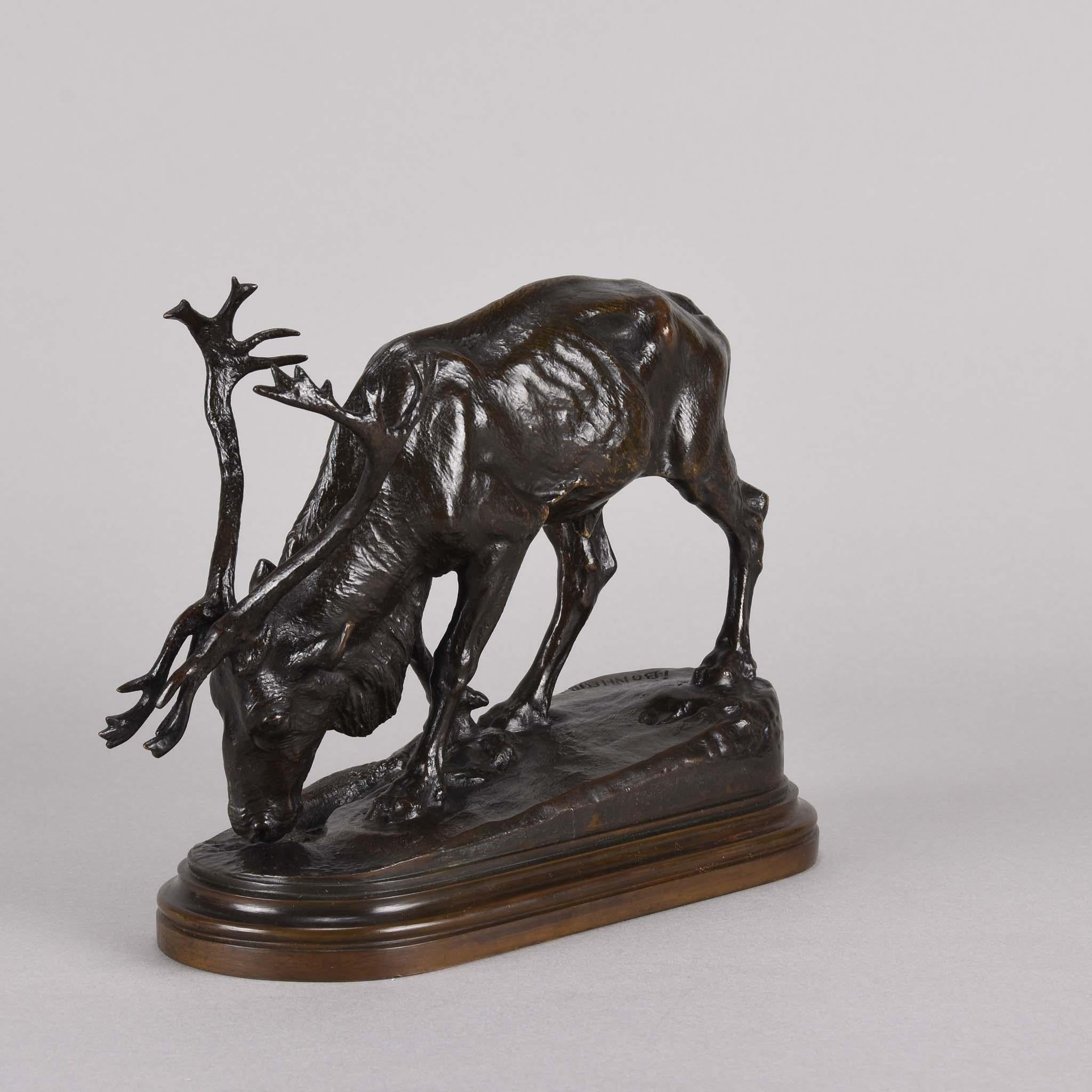 19. Jahrhundert Animalier Bronzeskulptur mit dem Titel  „Reindeer“ von Isidore Bonheur im Zustand „Hervorragend“ im Angebot in London, GB