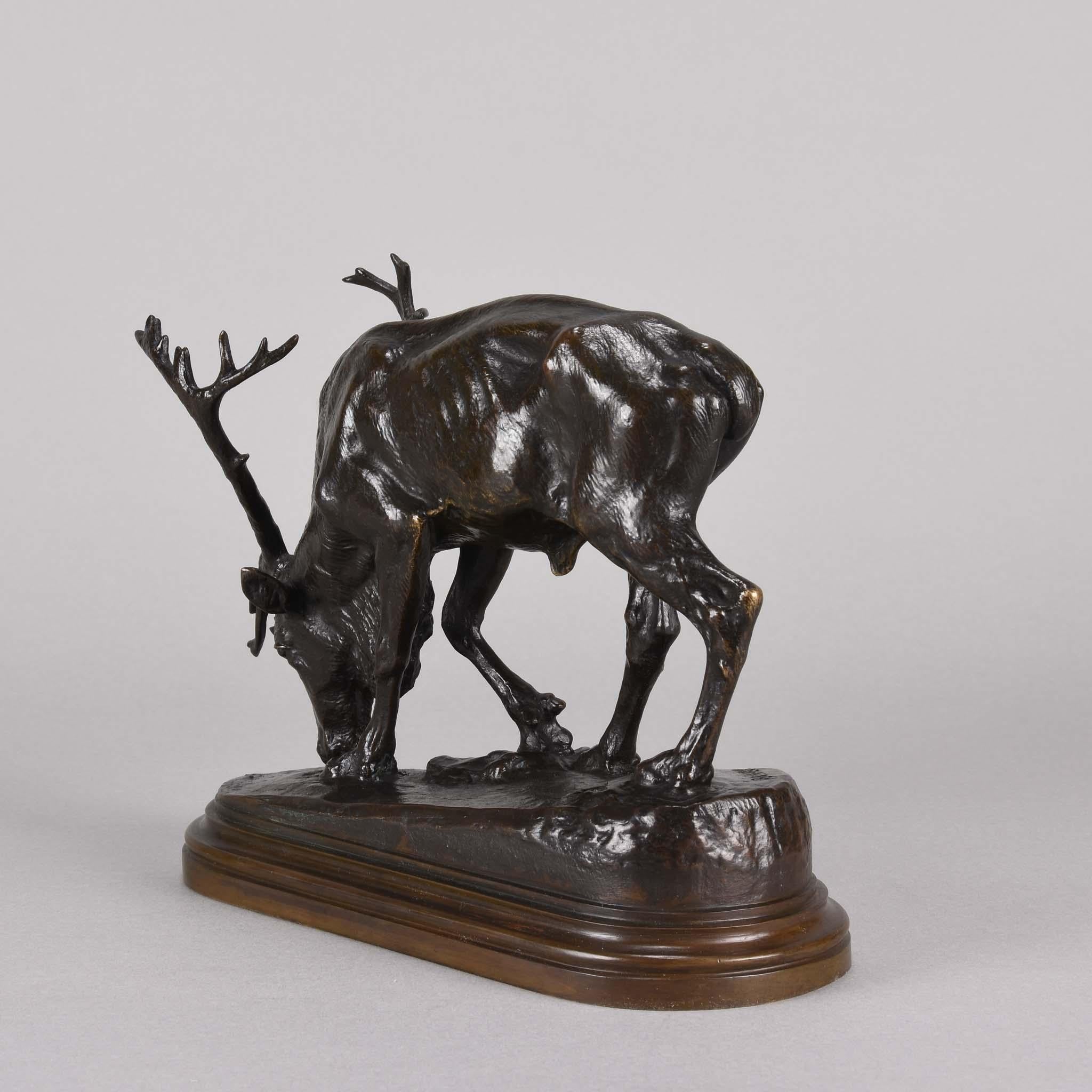 19. Jahrhundert Animalier Bronzeskulptur mit dem Titel  „Reindeer“ von Isidore Bonheur im Angebot 2