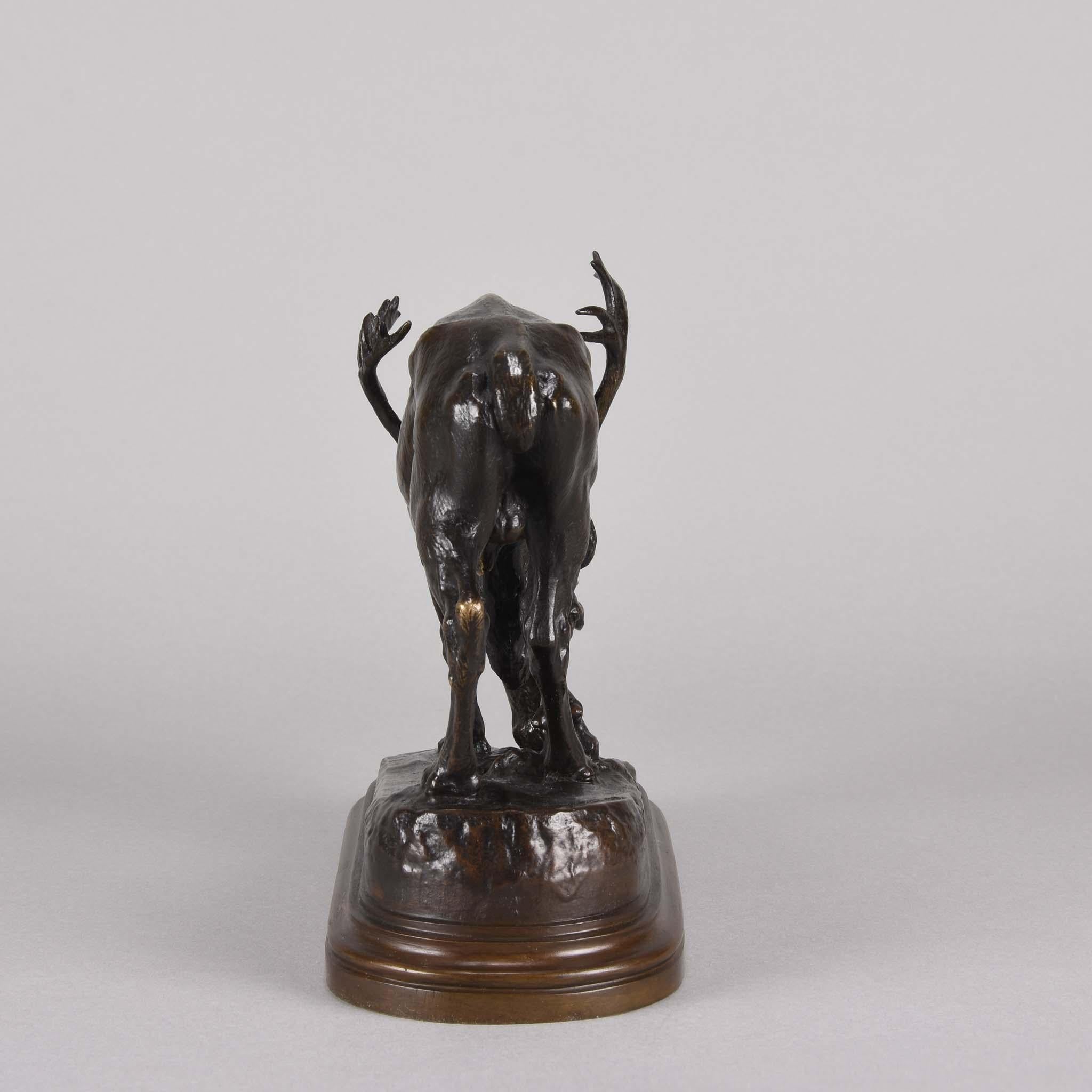 19. Jahrhundert Animalier Bronzeskulptur mit dem Titel  „Reindeer“ von Isidore Bonheur im Angebot 3