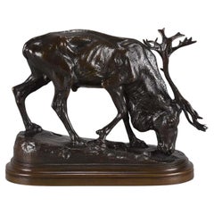 19th Century Animalier Bronze Sculpture Entitled "Reindeer" by Isidore Bonheur