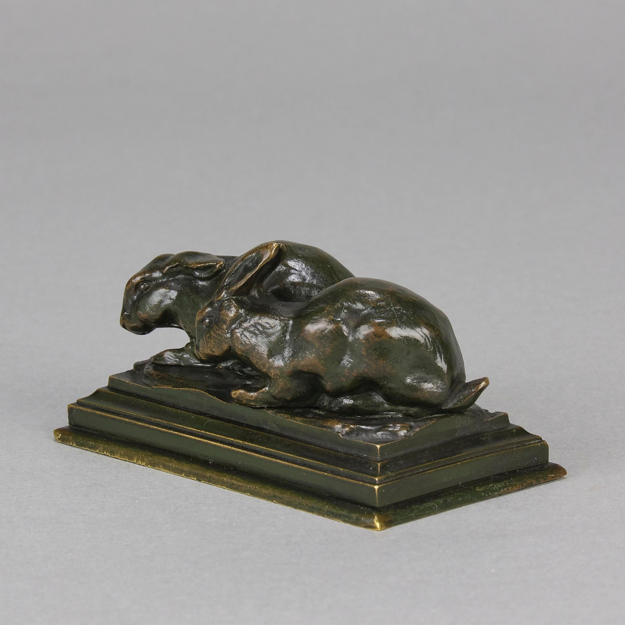 Tierier-Bronze-Skulptur „Group de Lapins“ von Antoine L Barye aus dem 19. Jahrhundert im Angebot 5