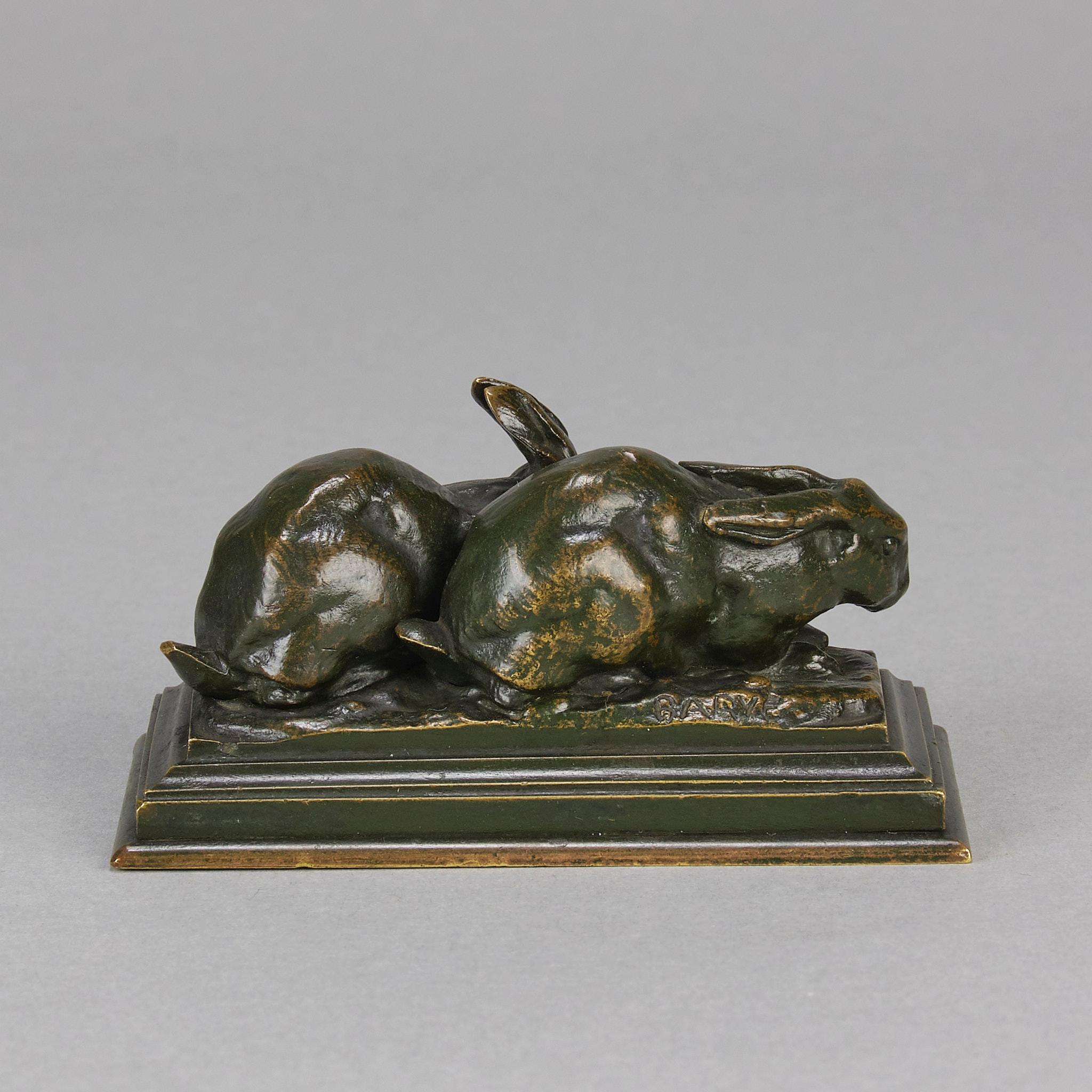 XIXe siècle Sculpture animalière en bronze du 19ème siècle « Groupe de Lapins » d'Antoine L Barye en vente