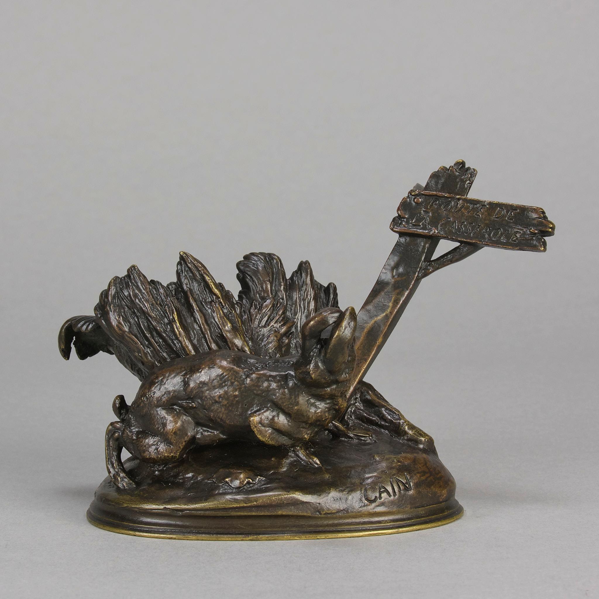 Tierier-Bronze-Skulptur „Route du Casserole“ von Auguste Cain aus dem 19. Jahrhundert (Art nouveau) im Angebot