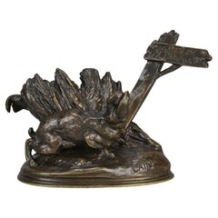 Antique 19th Century Animalier Bronze Sculpture "Route du Casserole" by Auguste Cain