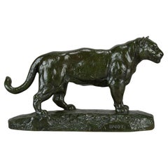 Antique 19th Century Animalier Bronze Study entitled "Jaguar Debout" by Antoine L Barye
