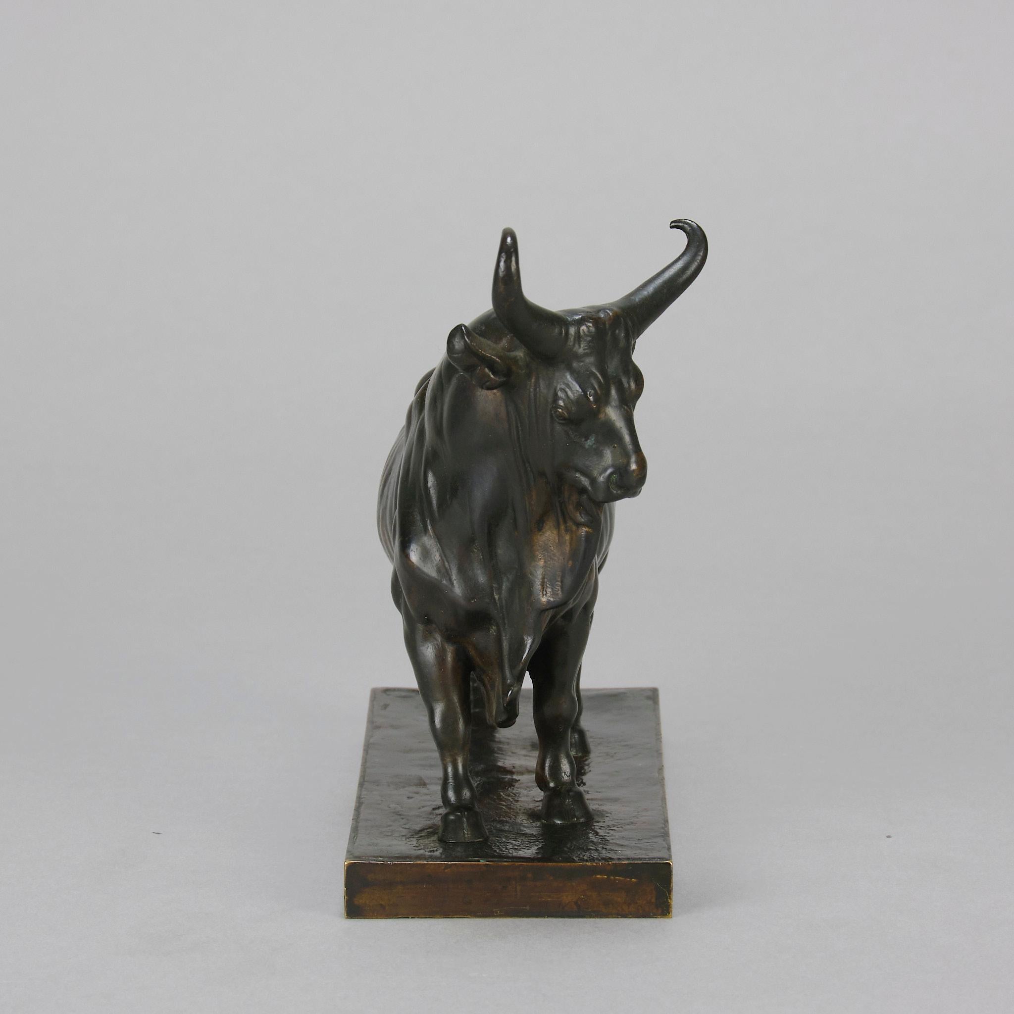 Tierleder-Bronze „Taureau Romano“ von Jean-Baptiste Clesinger aus dem 19. Jahrhundert (Gegossen) im Angebot