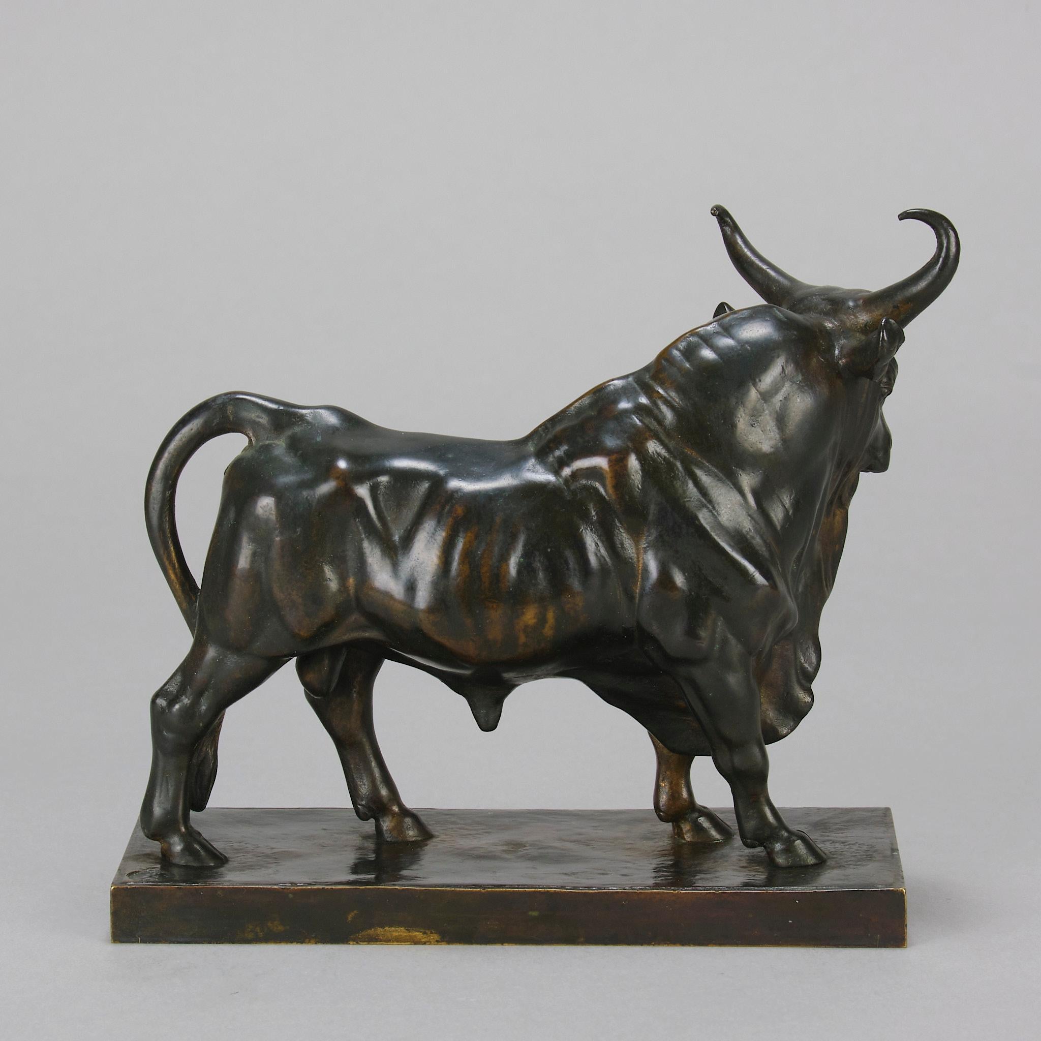 Tierleder-Bronze „Taureau Romano“ von Jean-Baptiste Clesinger aus dem 19. Jahrhundert im Angebot 1