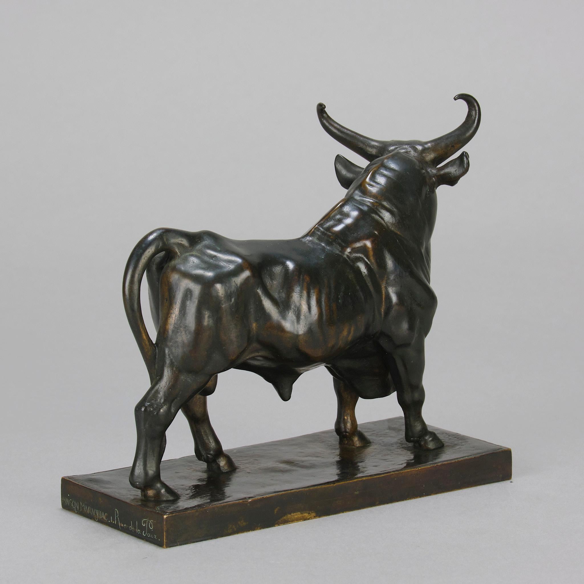 Tierleder-Bronze „Taureau Romano“ von Jean-Baptiste Clesinger aus dem 19. Jahrhundert im Angebot 2