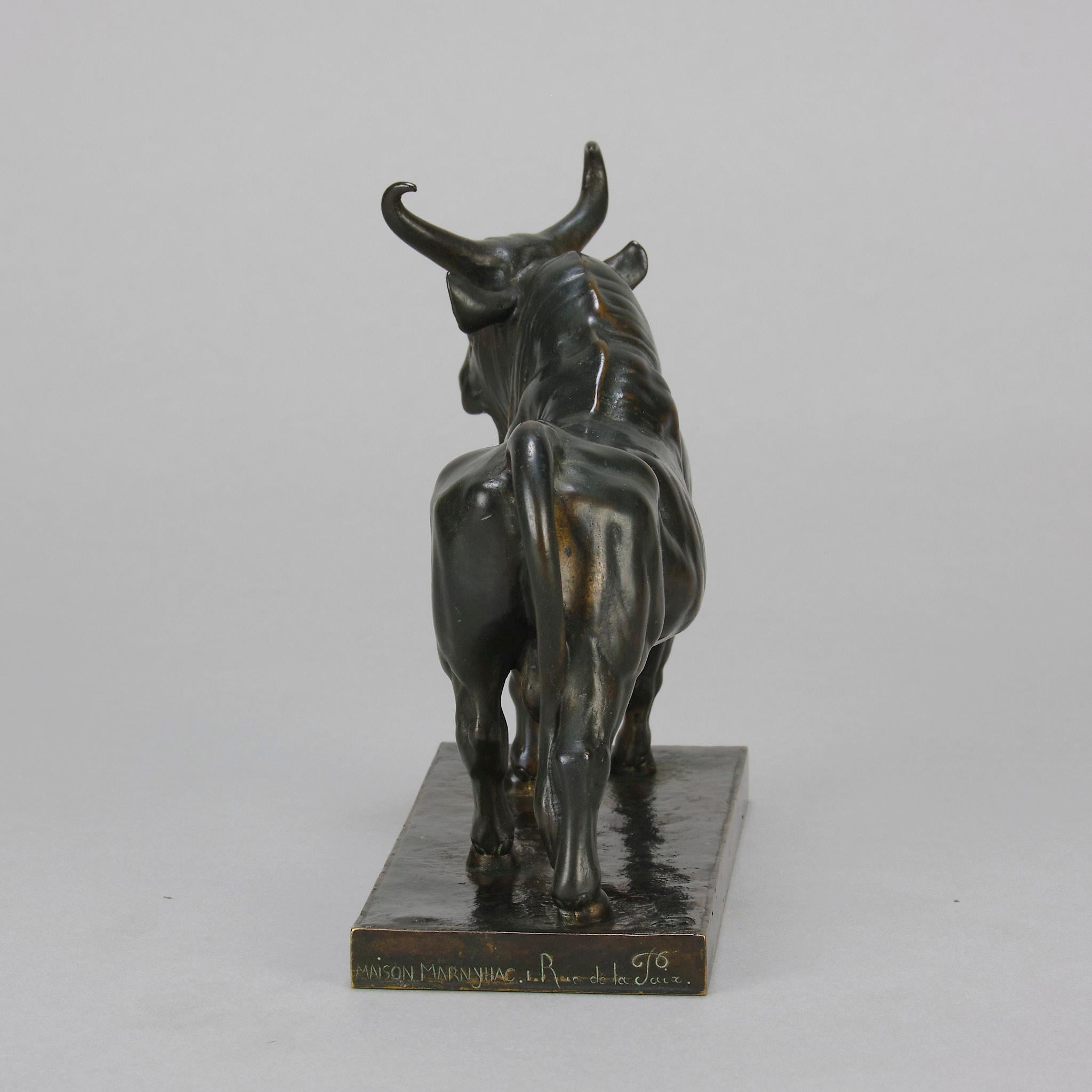 Tierleder-Bronze „Taureau Romano“ von Jean-Baptiste Clesinger aus dem 19. Jahrhundert im Angebot 3
