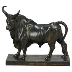 Tierleder-Bronze „Taureau Romano“ von Jean-Baptiste Clesinger aus dem 19. Jahrhundert