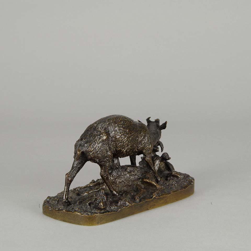 Cast 19th Century Animaliers Bronze entitled 'Gazelle Et Faon' by Christophe Fratin For Sale