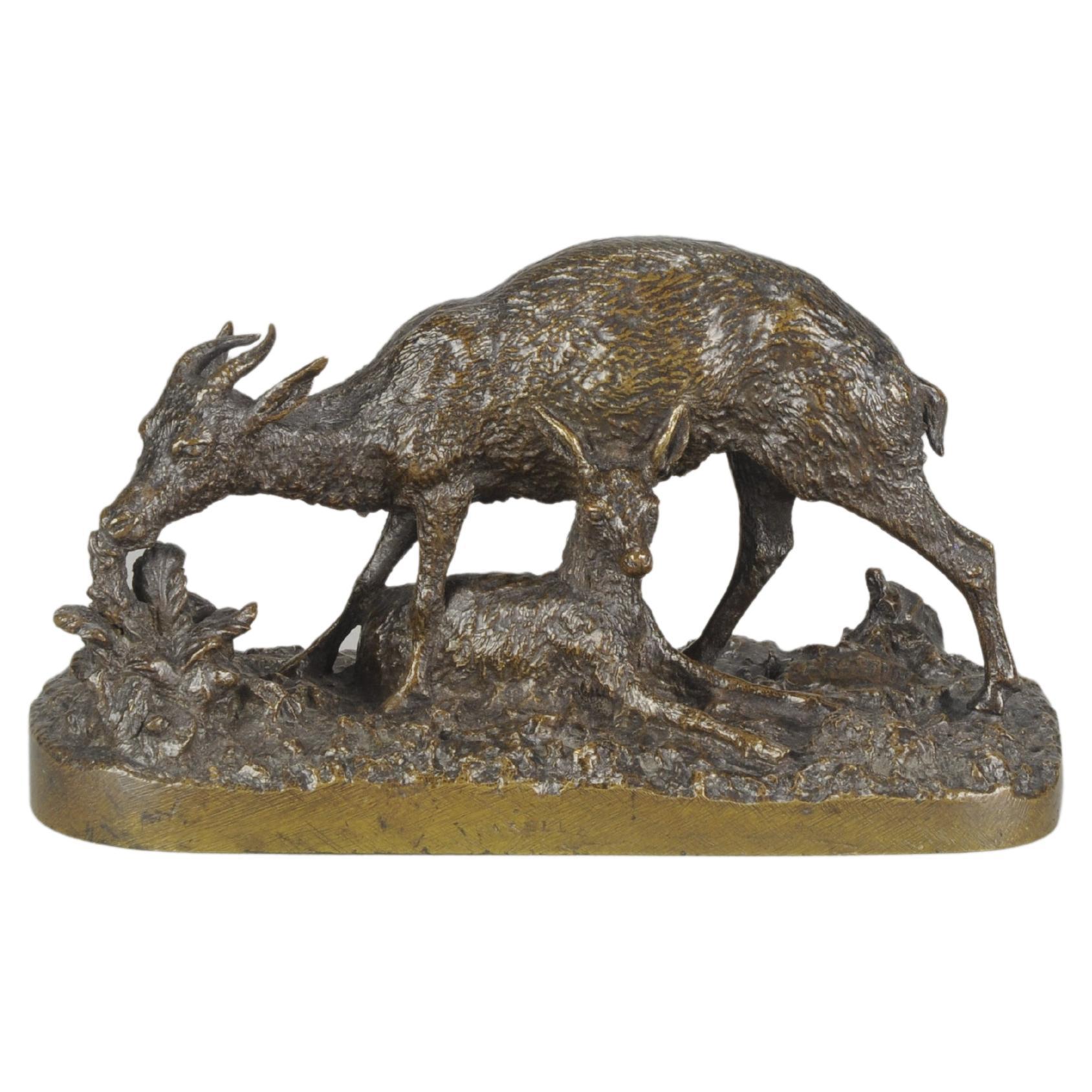 19th Century Animaliers Bronze entitled 'Gazelle Et Faon' by Christophe Fratin For Sale