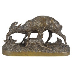 19th Century Animaliers Bronze entitled 'Gazelle Et Faon' by Christophe Fratin