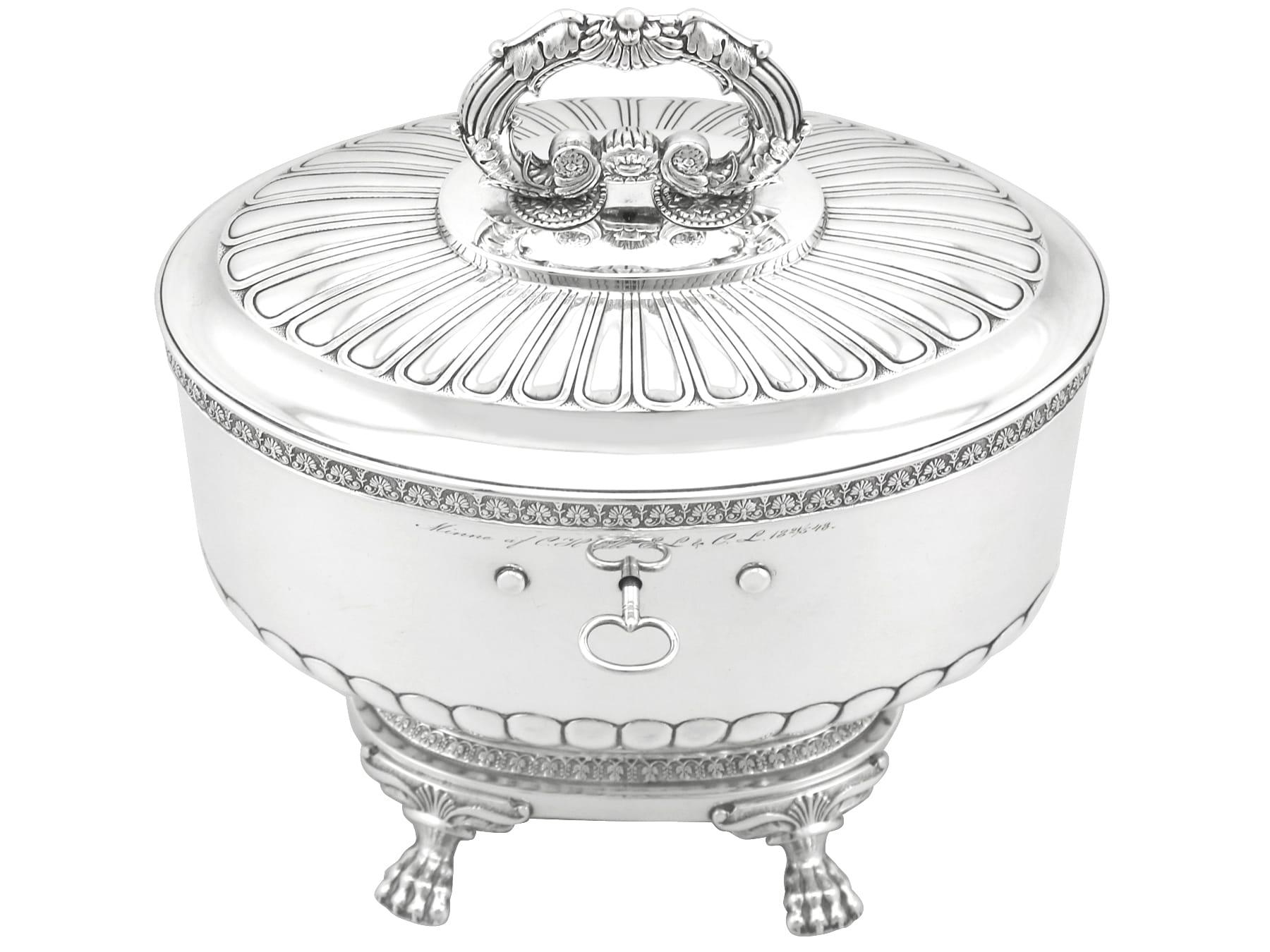 An exceptional, fine and impressive antique Swedish silver locking biscuit box; an addition to our silver teaware collection

This exceptional antique 19th century Swedish silver locking biscuit box has an oval rounded form, onto a swept pedestal