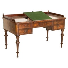 19th Century, Antique 5-Drawer English Mahogany Writing Desk from Denmark