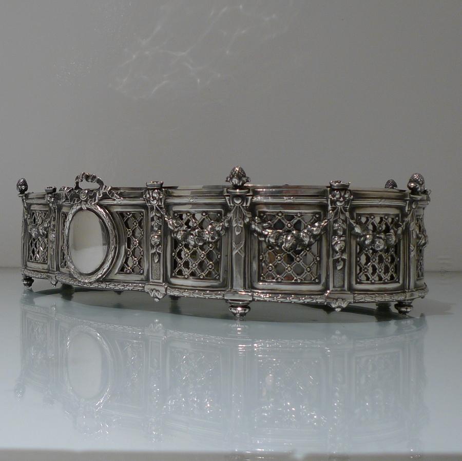 19th Century Antique 800 Standard Large Silver French Jardinière, circa 1890 For Sale 4